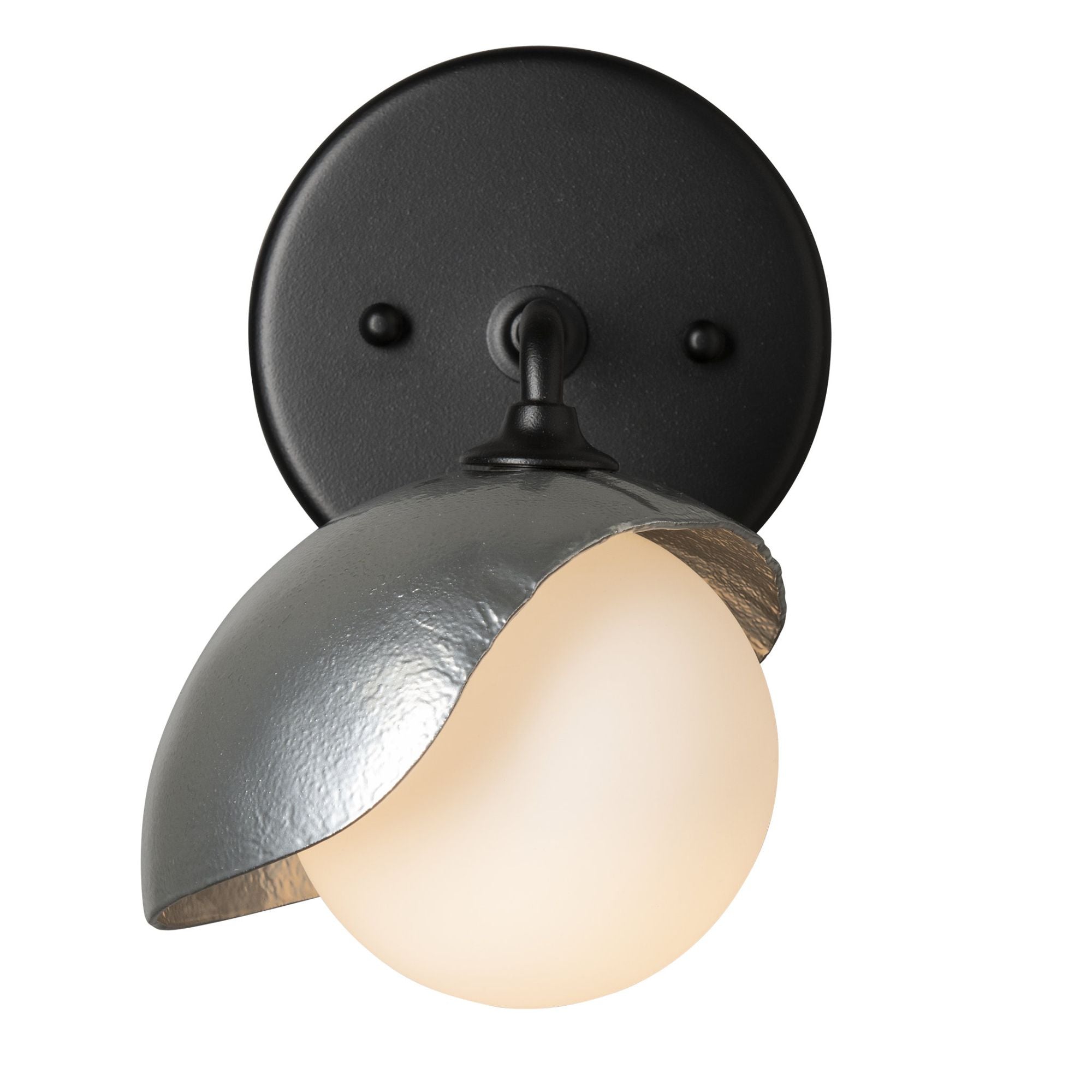 Brooklyn 1-Light Single Shade Bath Sconce 1-Light Sterling Accent Opal Glass (GG) in Black