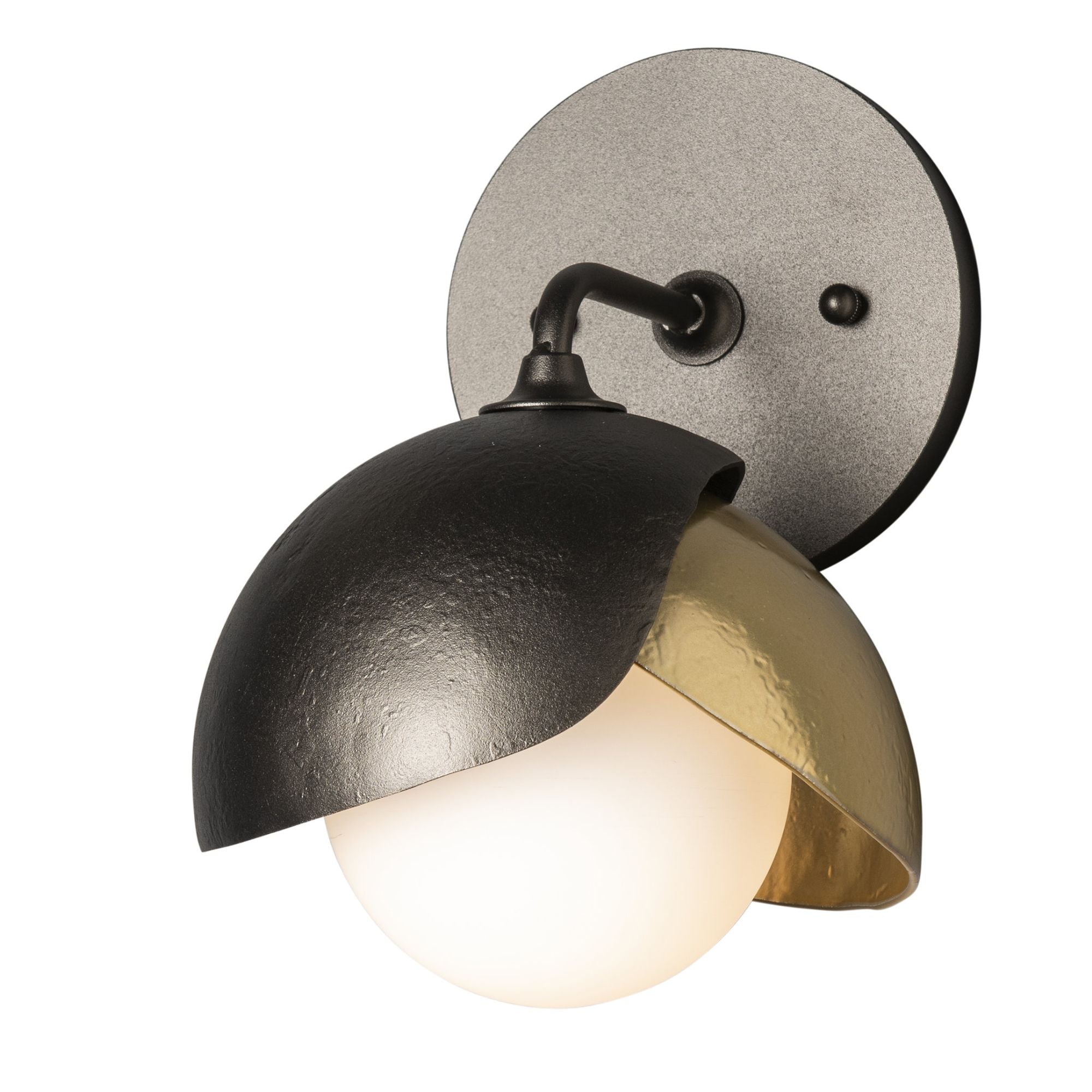 Brooklyn 1-Light Double Shade Bath Sconce 1-Light Modern Brass Accent Opal Glass (GG) in Oil Rubbed Bronze