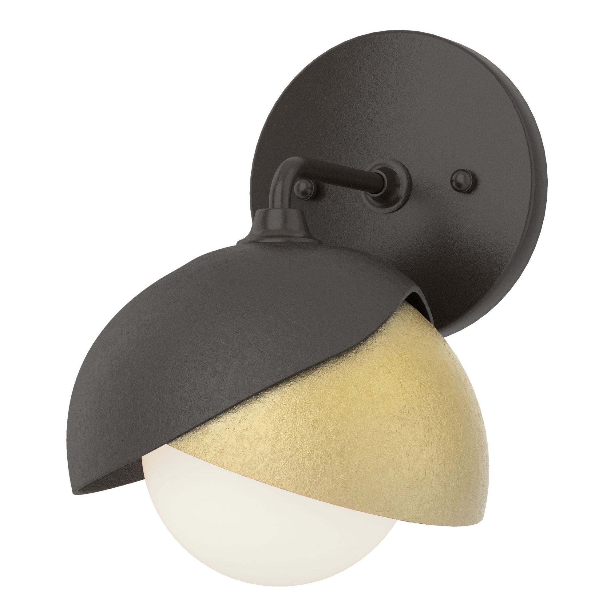 Brooklyn 1-Light Double Shade Bath Sconce 1-Light Modern Brass Accent Opal Glass (GG) in Oil Rubbed Bronze