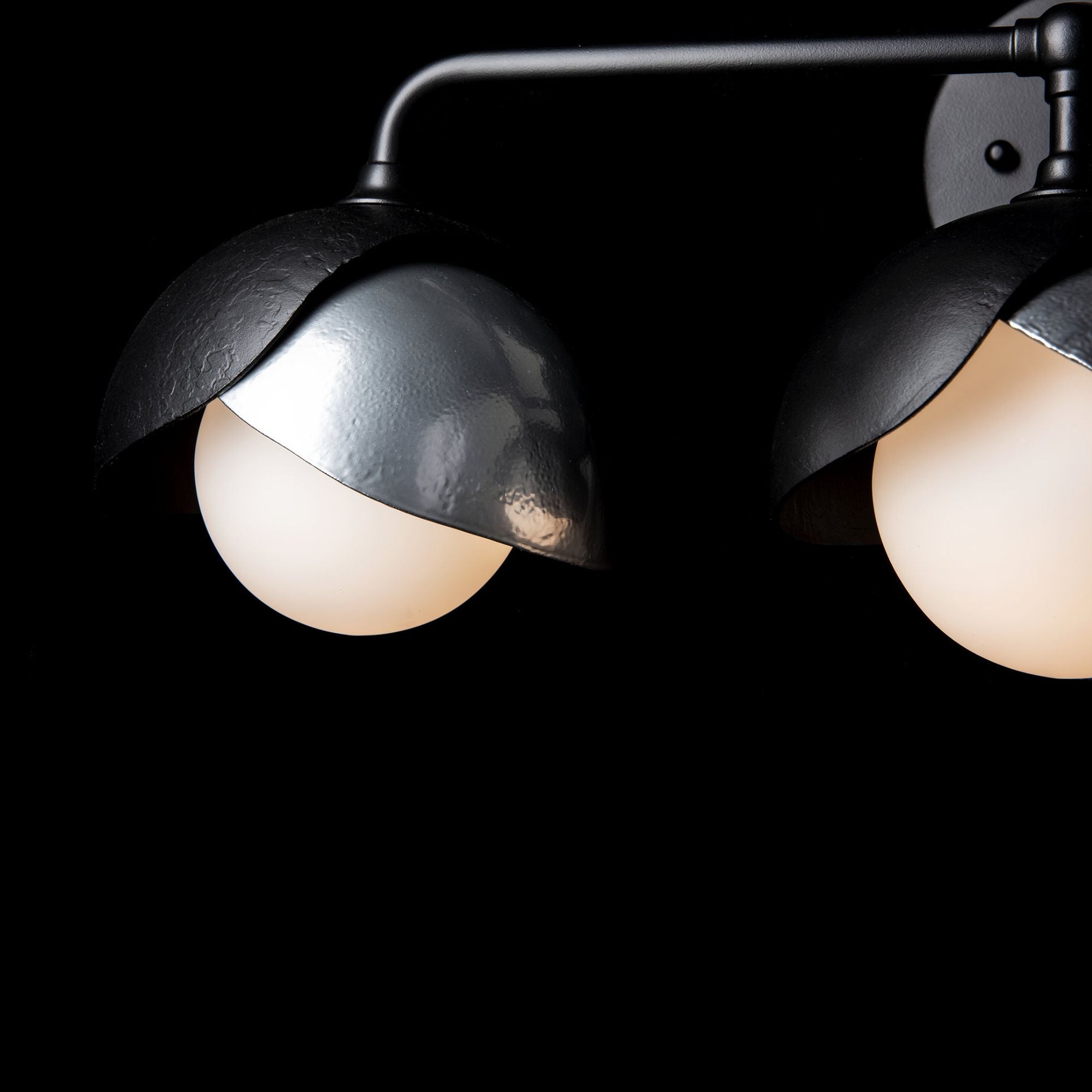 Brooklyn 3-Light Double Shade Bath Sconce 3-Light Sterling Accent Opal Glass (GG) in Black