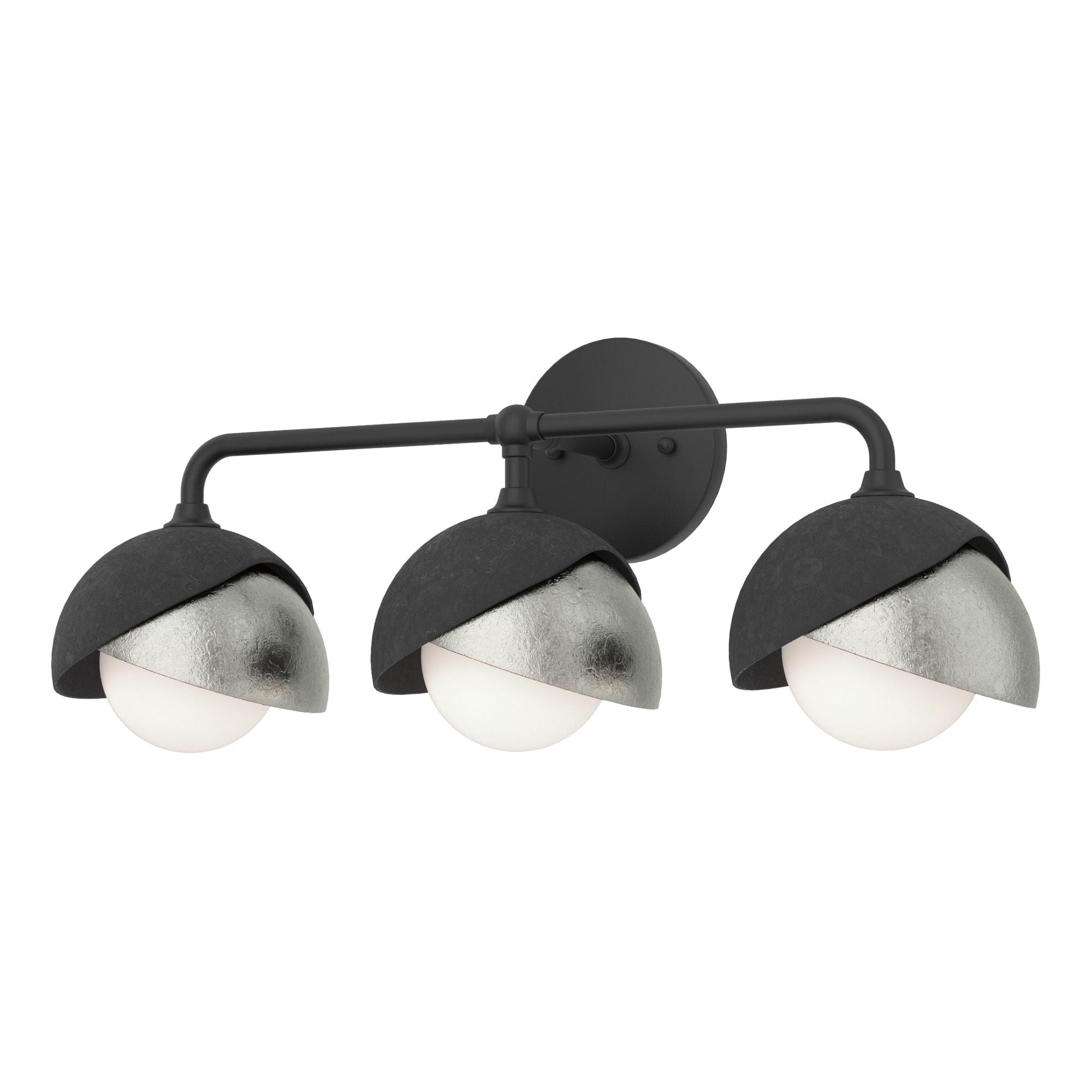 Brooklyn 3-Light Double Shade Bath Sconce 3-Light Sterling Accent Opal Glass (GG) in Black