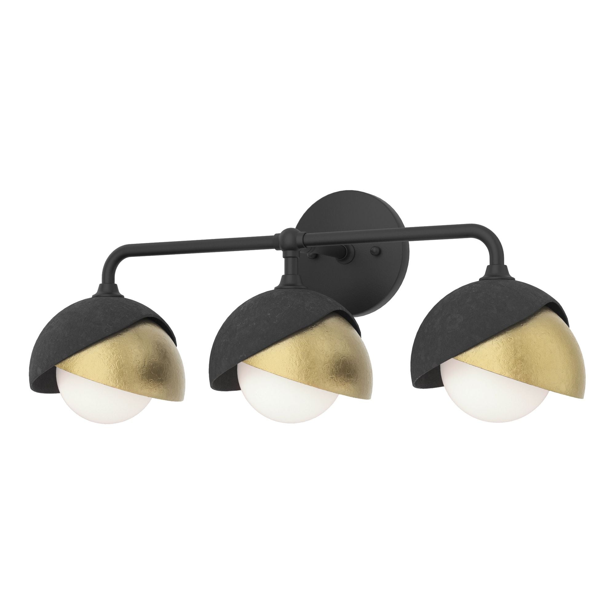 Brooklyn 3-Light Double Shade Bath Sconce 3-Light Modern Brass Accent Opal Glass (GG) in Black
