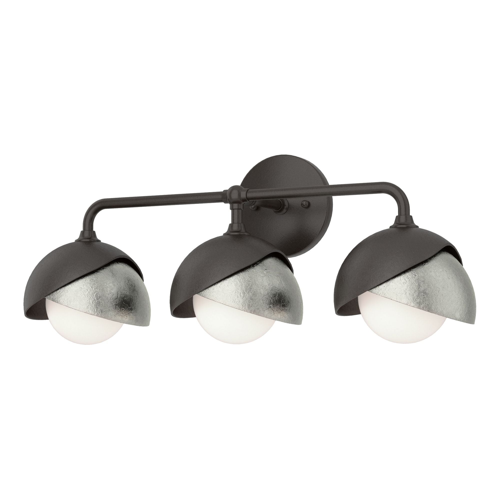 Brooklyn 3-Light Double Shade Bath Sconce 3-Light Sterling Accent Opal Glass (GG) in Oil Rubbed Bronze