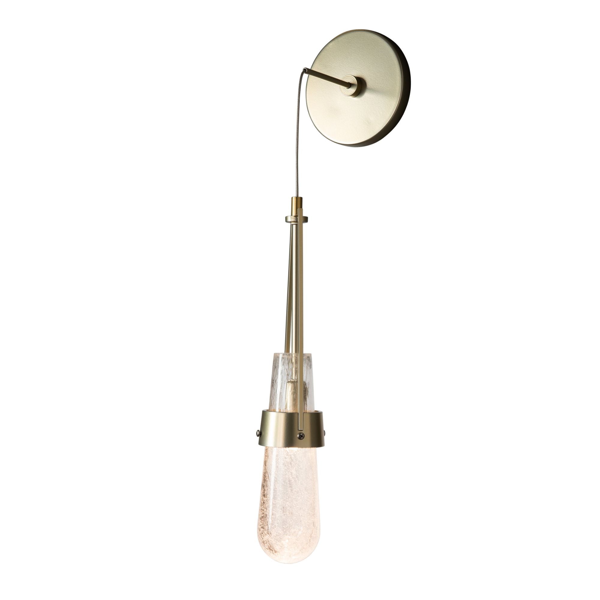 Link Blown Glass Low Voltage Sconce 1-Light Clear Bubble Glass (YG) in Modern Brass
