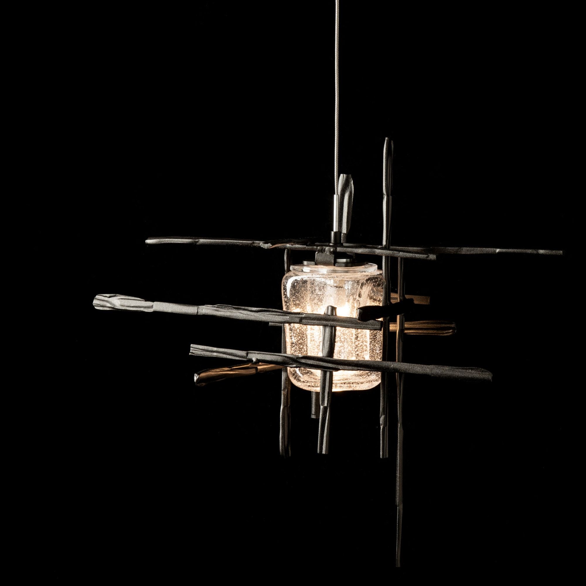 Tura Seeded Glass Low Voltage Sconce 1-Light Seeded Clear Glass (II) in Oil Rubbed Bronze