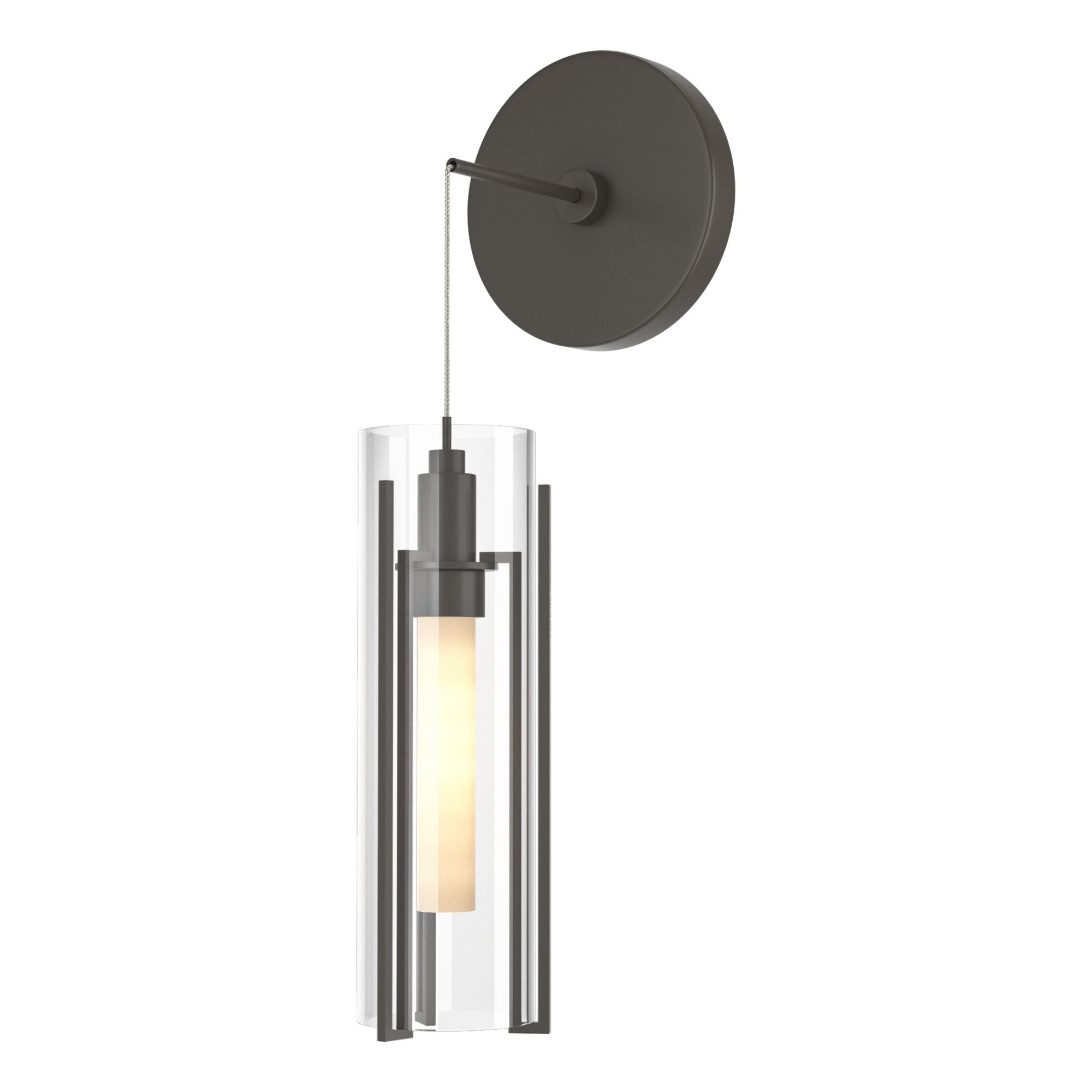 Exos Glass Mini Low Voltage Sconce 1-Light Clear Glass (ZM) in Dark Smoke