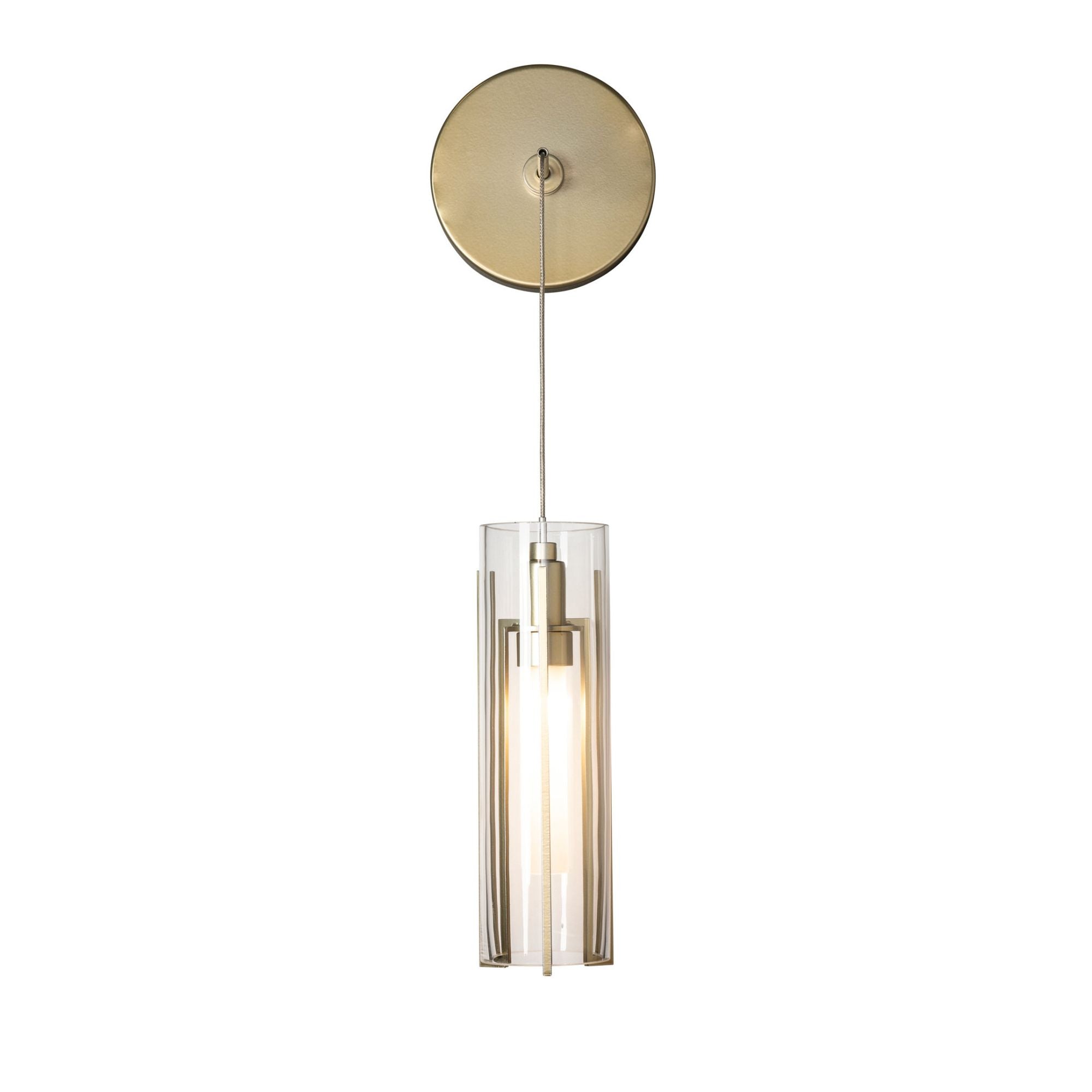 Exos Glass Mini Low Voltage Sconce 1-Light Clear Glass (ZM) in Modern Brass