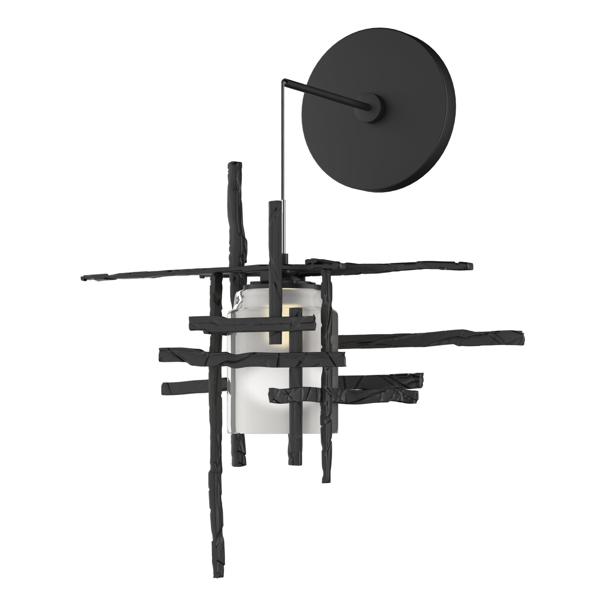 Tura Frosted Glass Low Voltage Sconce 1-Light Cast Glass (YC) in Black