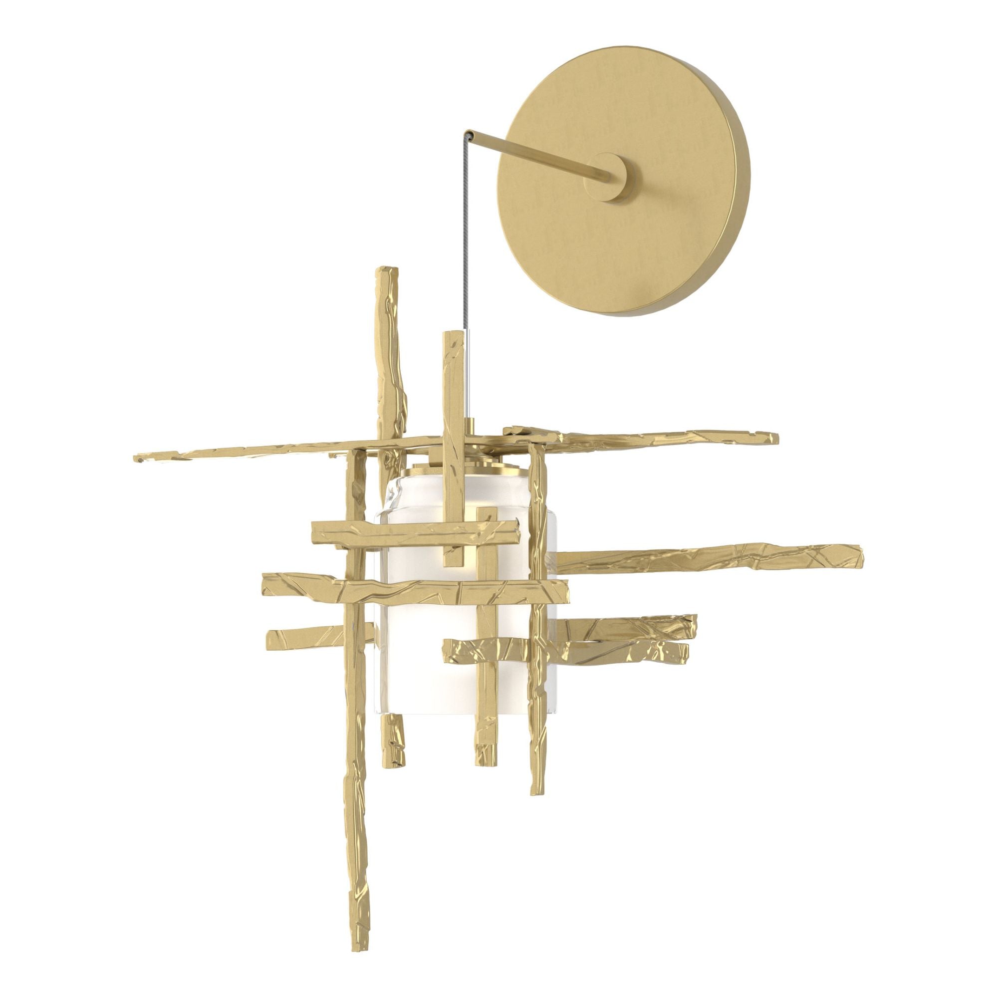 Tura Frosted Glass Low Voltage Sconce 1-Light Cast Glass (YC) in Modern Brass