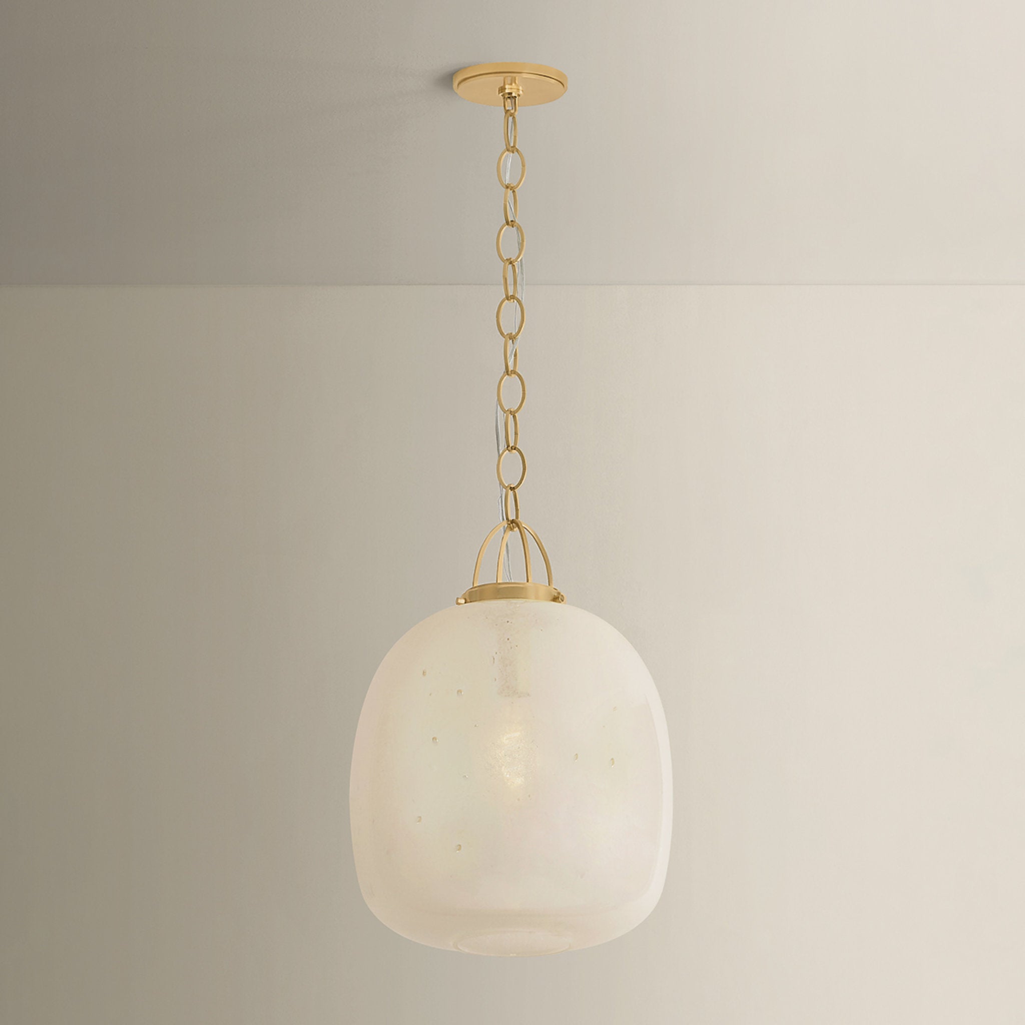 Enosburg 1-Light Pendant in Aged Brass 16W x 23.5H