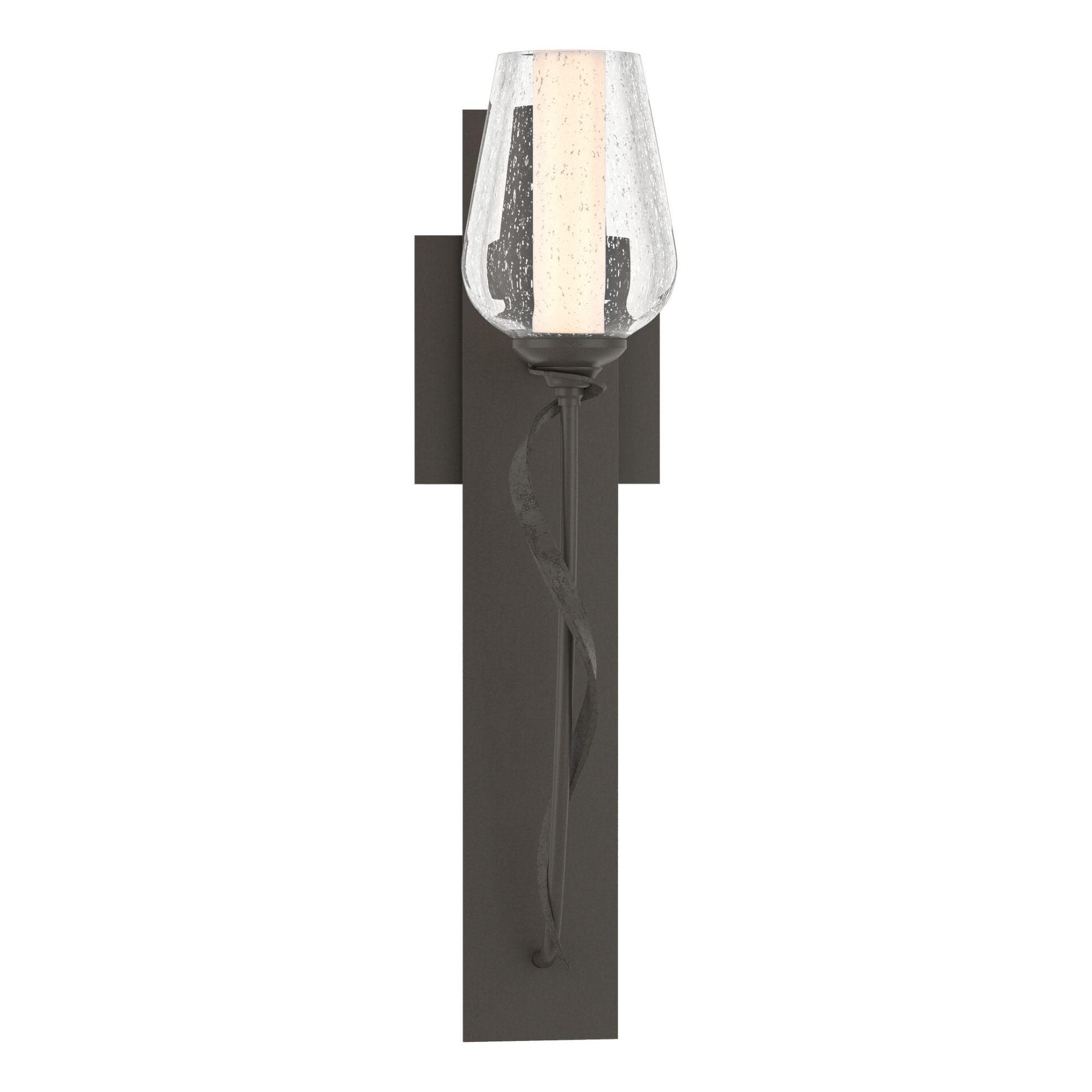 Flora Seeded Glass Sconce 1-Light Seeded Glass with Opal Diffuser (ZS) in Dark Smoke