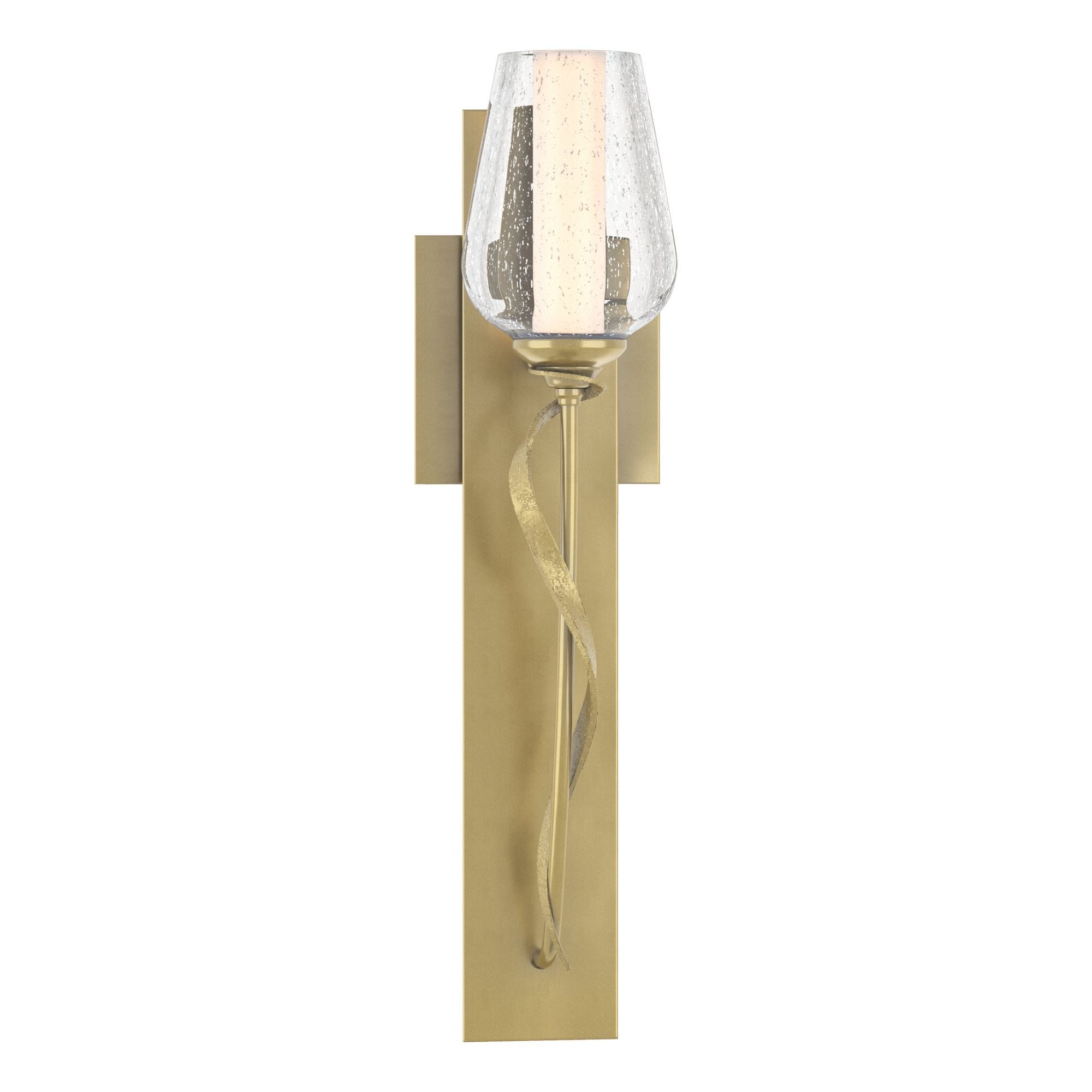 Flora Seeded Glass Sconce 1-Light Seeded Glass with Opal Diffuser (ZS) in Modern Brass