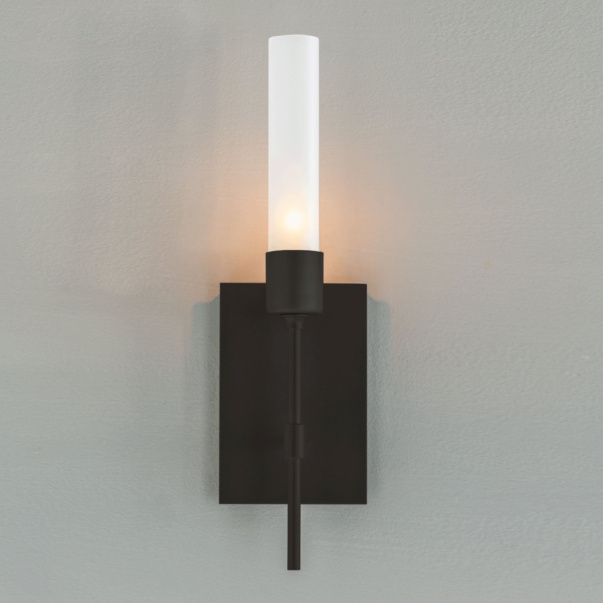 Vela Sconce 1-Light Frosted Glass (FD) in Black