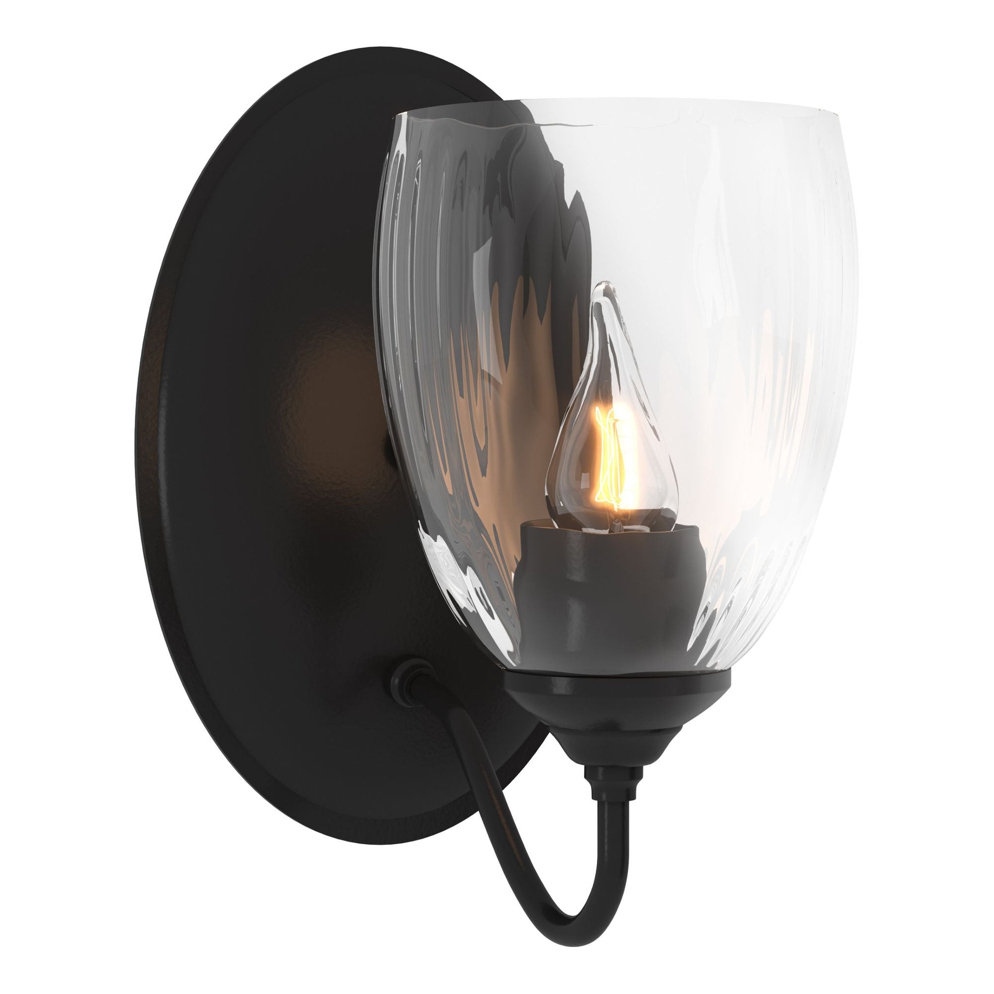 Simple Lines Sconce 1-Light Water Glass (LL) in Black