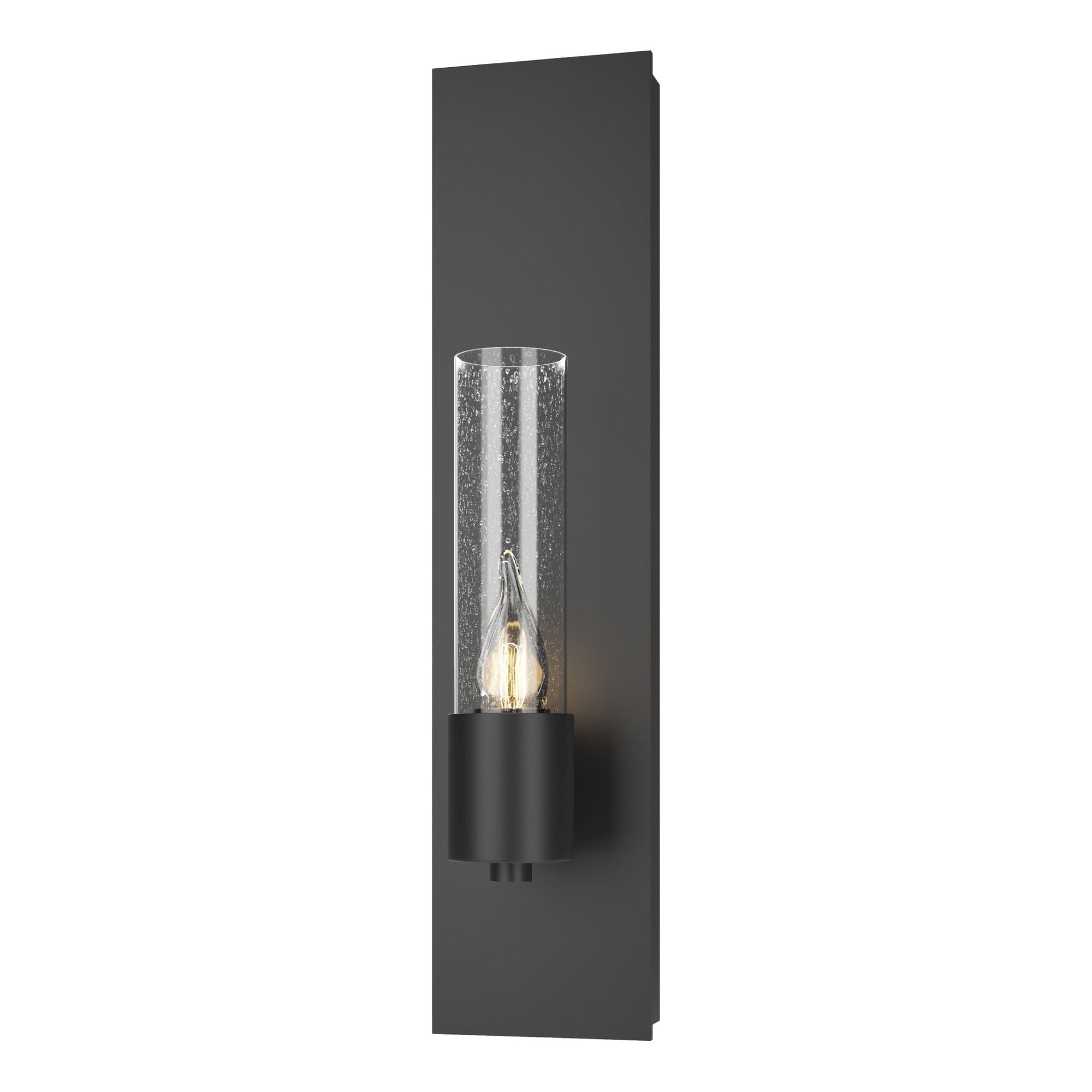 Pillar 1 Light Sconce 1-Light Seeded Clear Glass (II) in Black