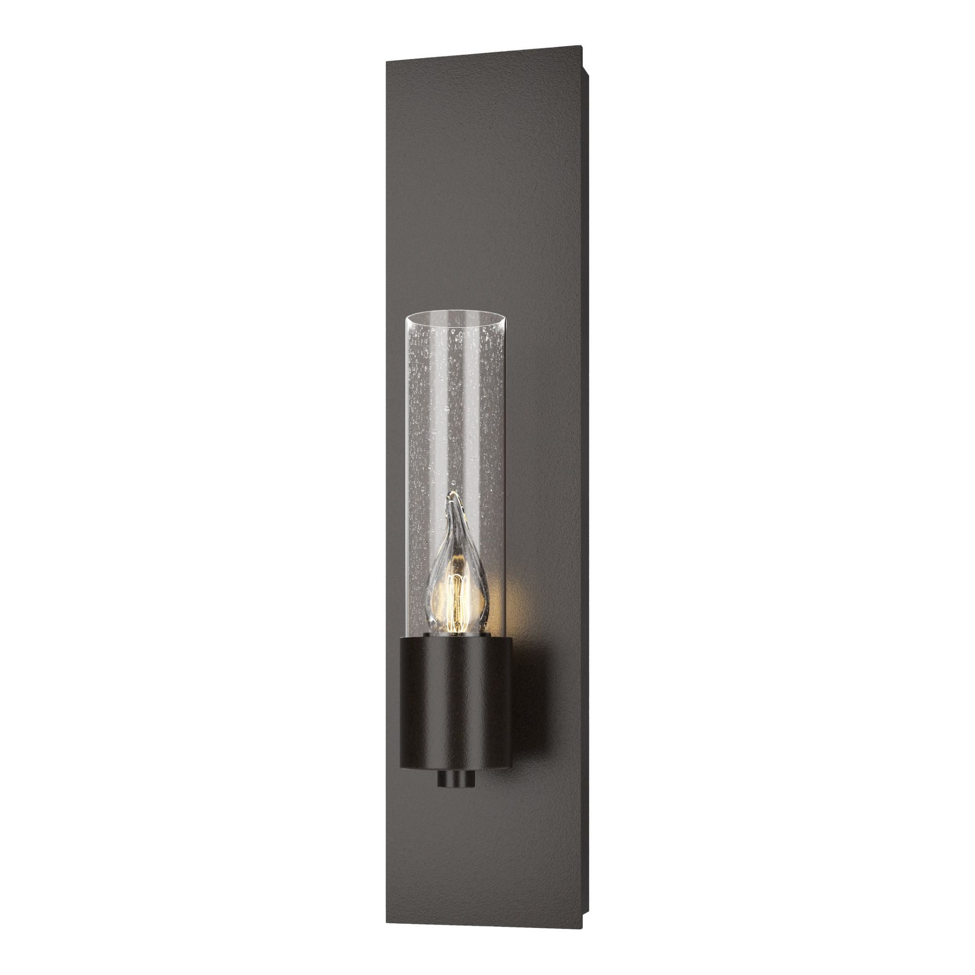 Pillar 1 Light Sconce 1-Light Seeded Clear Glass (II) in Oil Rubbed Bronze