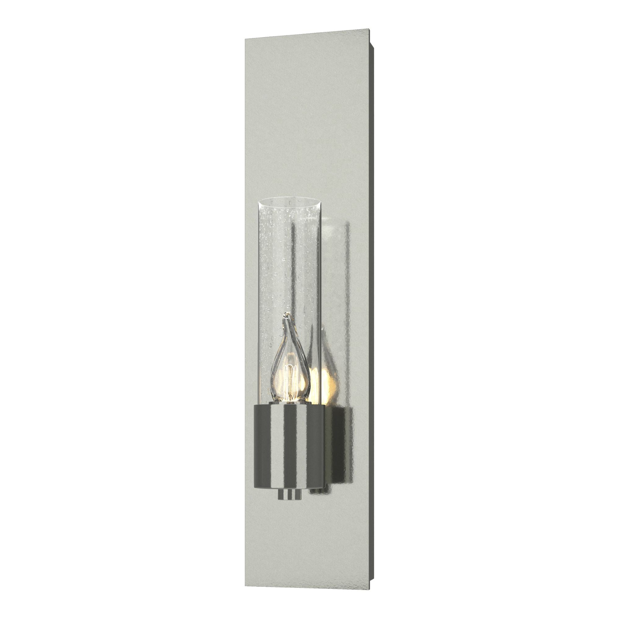 Pillar 1 Light Sconce 1-Light Seeded Clear Glass (II) in Sterling