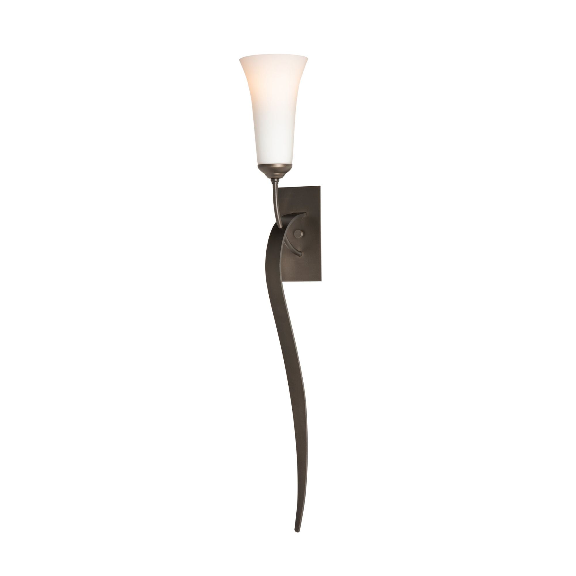Sweeping Taper Sconce 1-Light Opal Glass (GG) in Dark Smoke