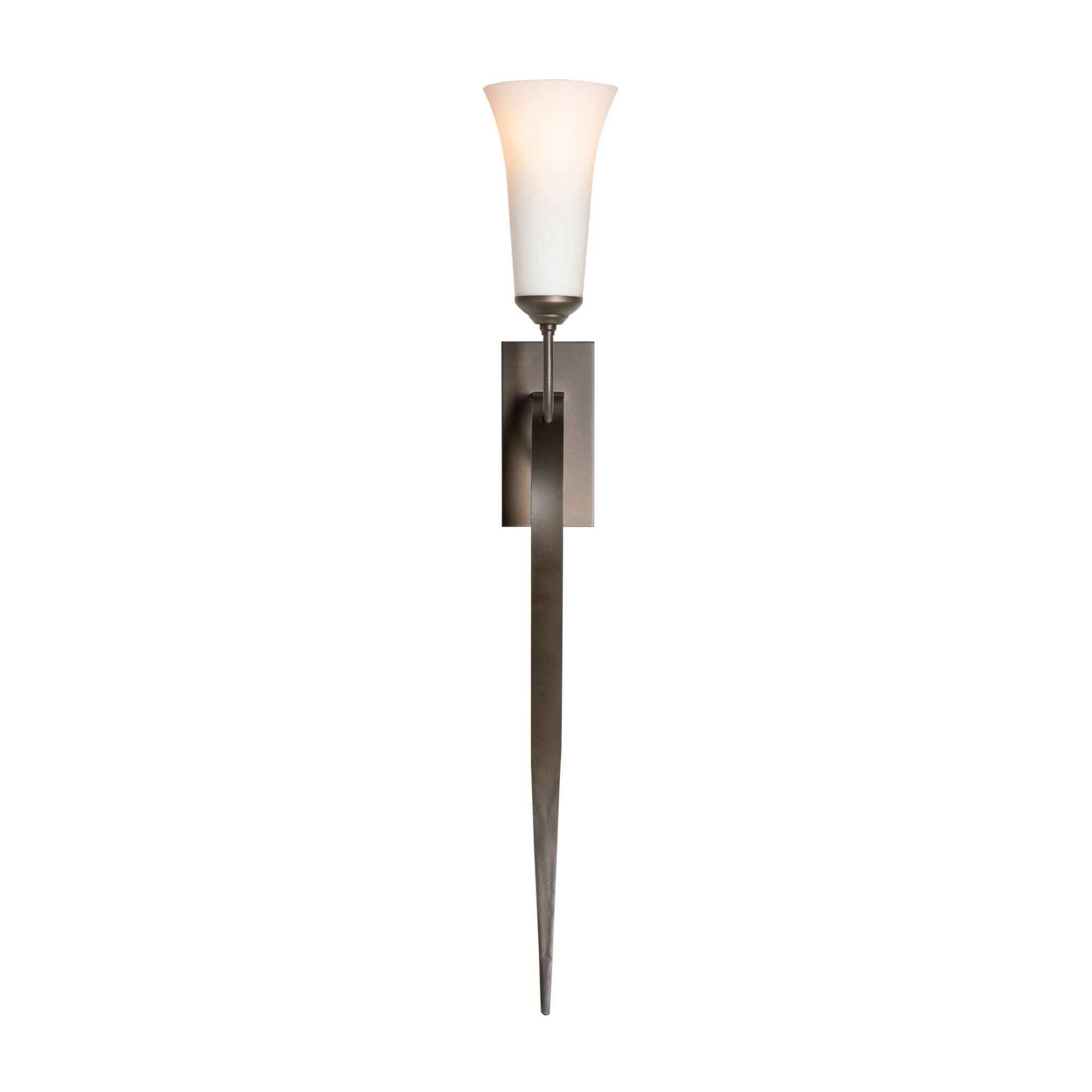 Sweeping Taper Sconce 1-Light Opal Glass (GG) in Dark Smoke