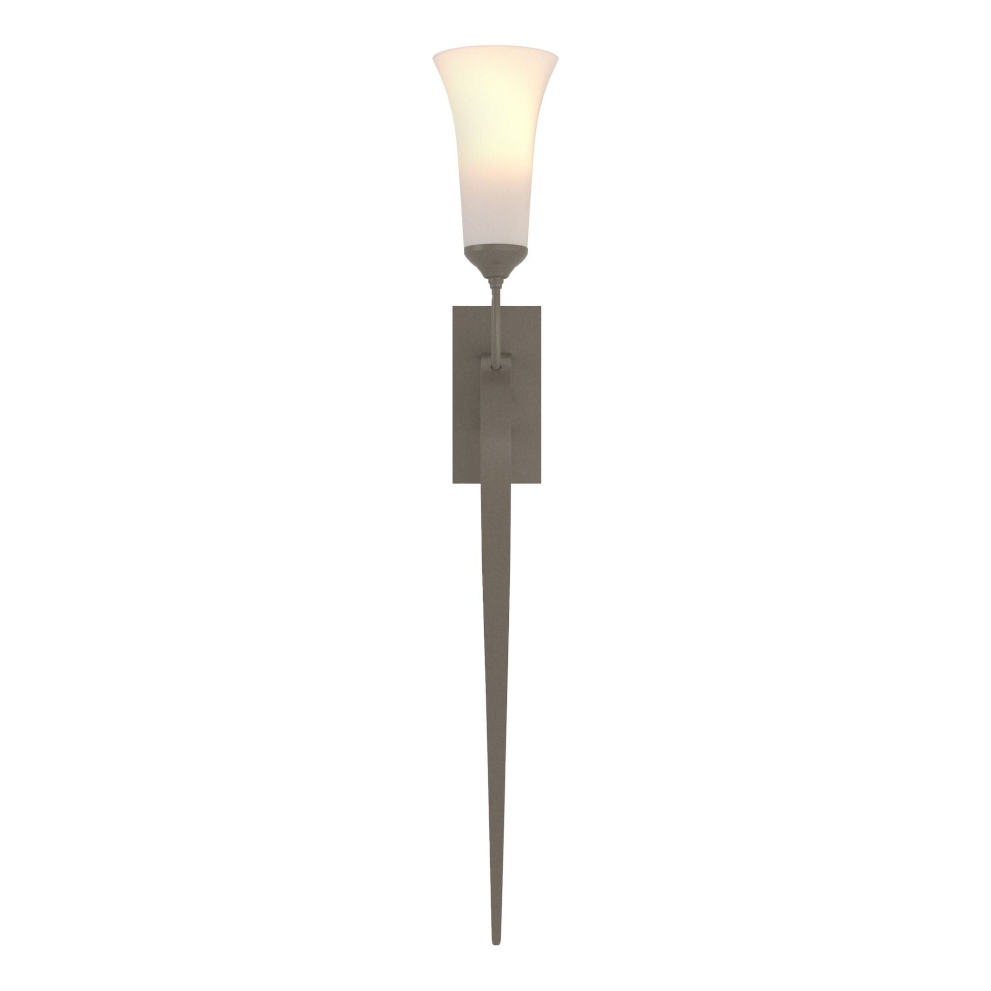Sweeping Taper Sconce 1-Light Opal Glass (GG) in Dark Smoke
