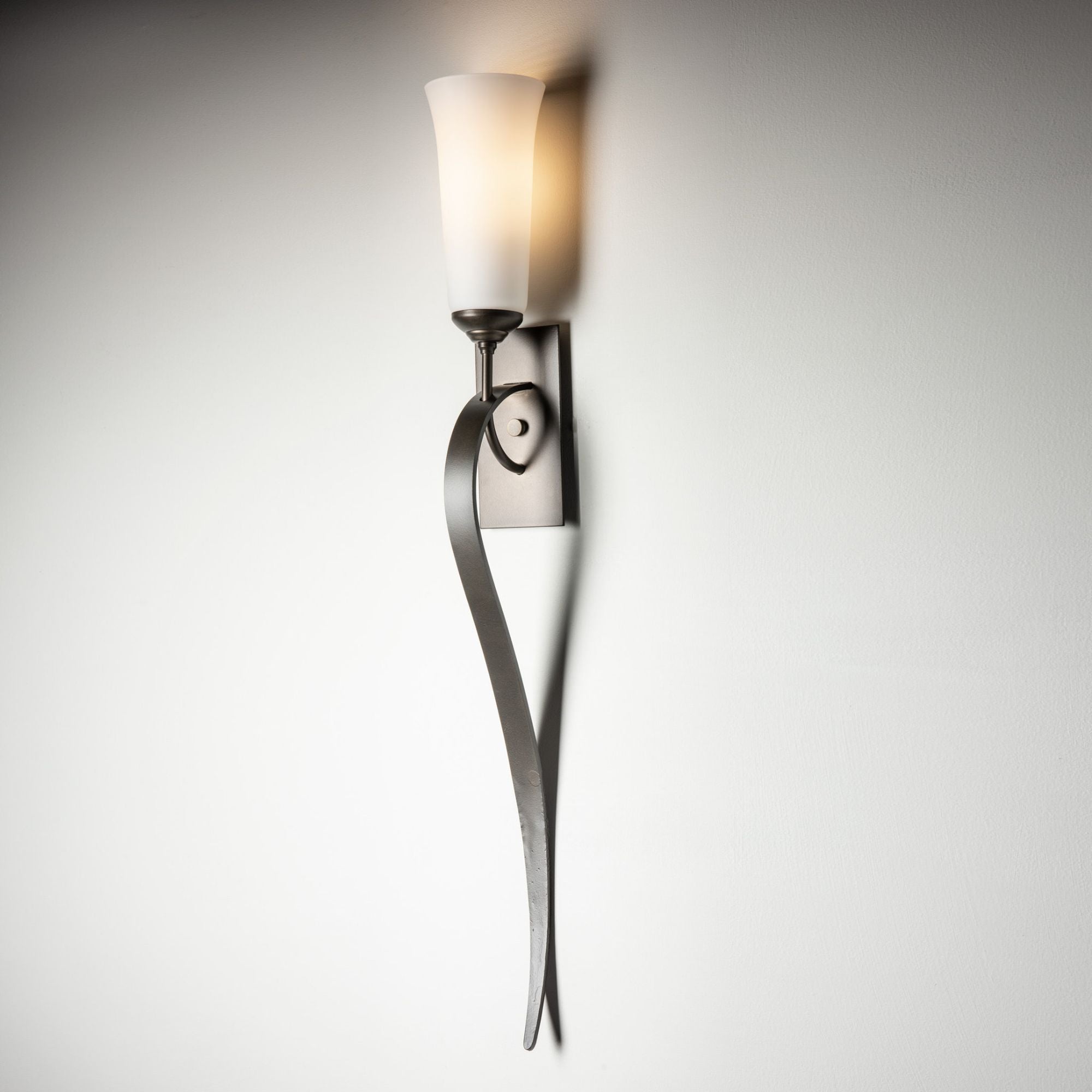 Sweeping Taper ADA Sconce 1-Light Opal Glass (GG) in Dark Smoke