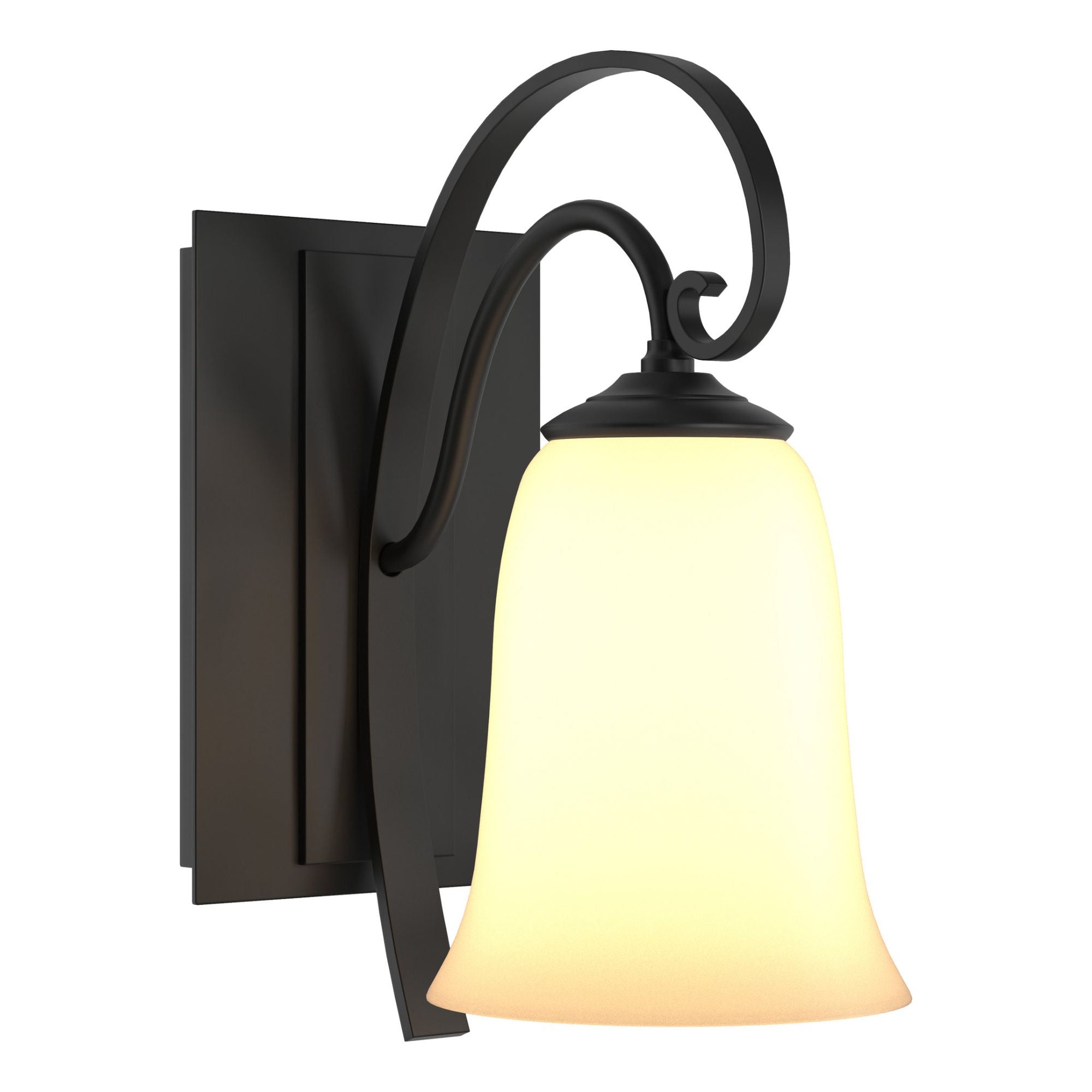 Scroll Sconce 1-Light Opal Glass (GG) in Black