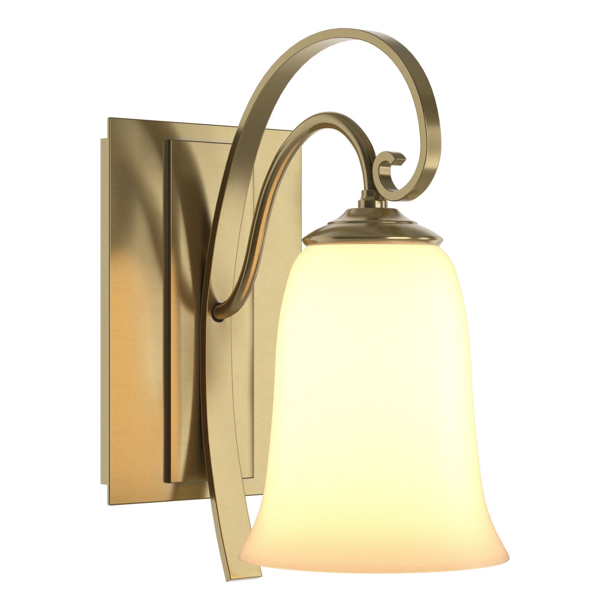 Scroll Sconce 1-Light Opal Glass (GG) in Modern Brass