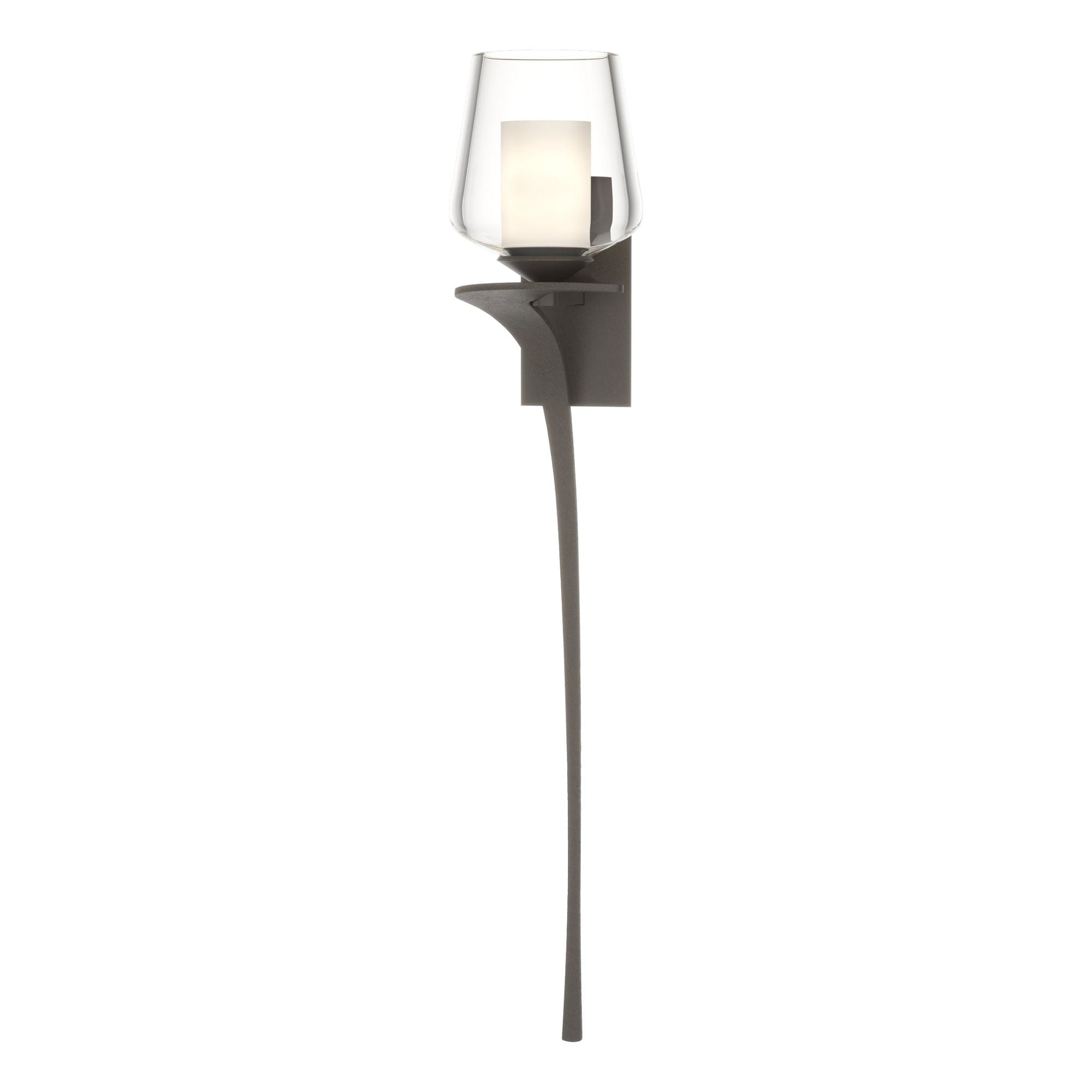 Antasia Double Glass 1 Light Sconce 1-Light Left Facing Clear Glass with Opal Diffuser (ZU) in Dark Smoke