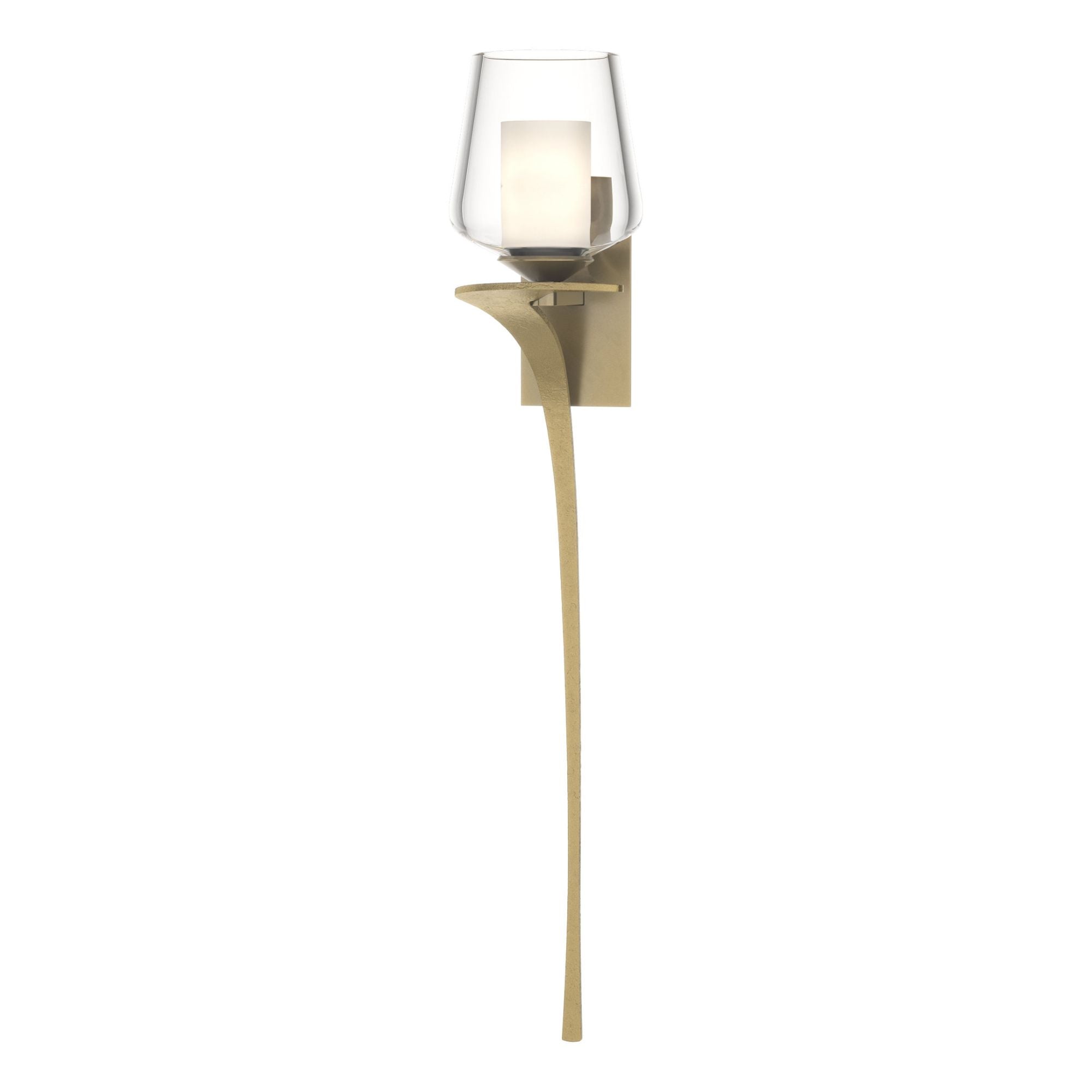 Antasia Double Glass 1 Light Sconce 1-Light Left Facing Clear Glass with Opal Diffuser (ZU) in Modern Brass