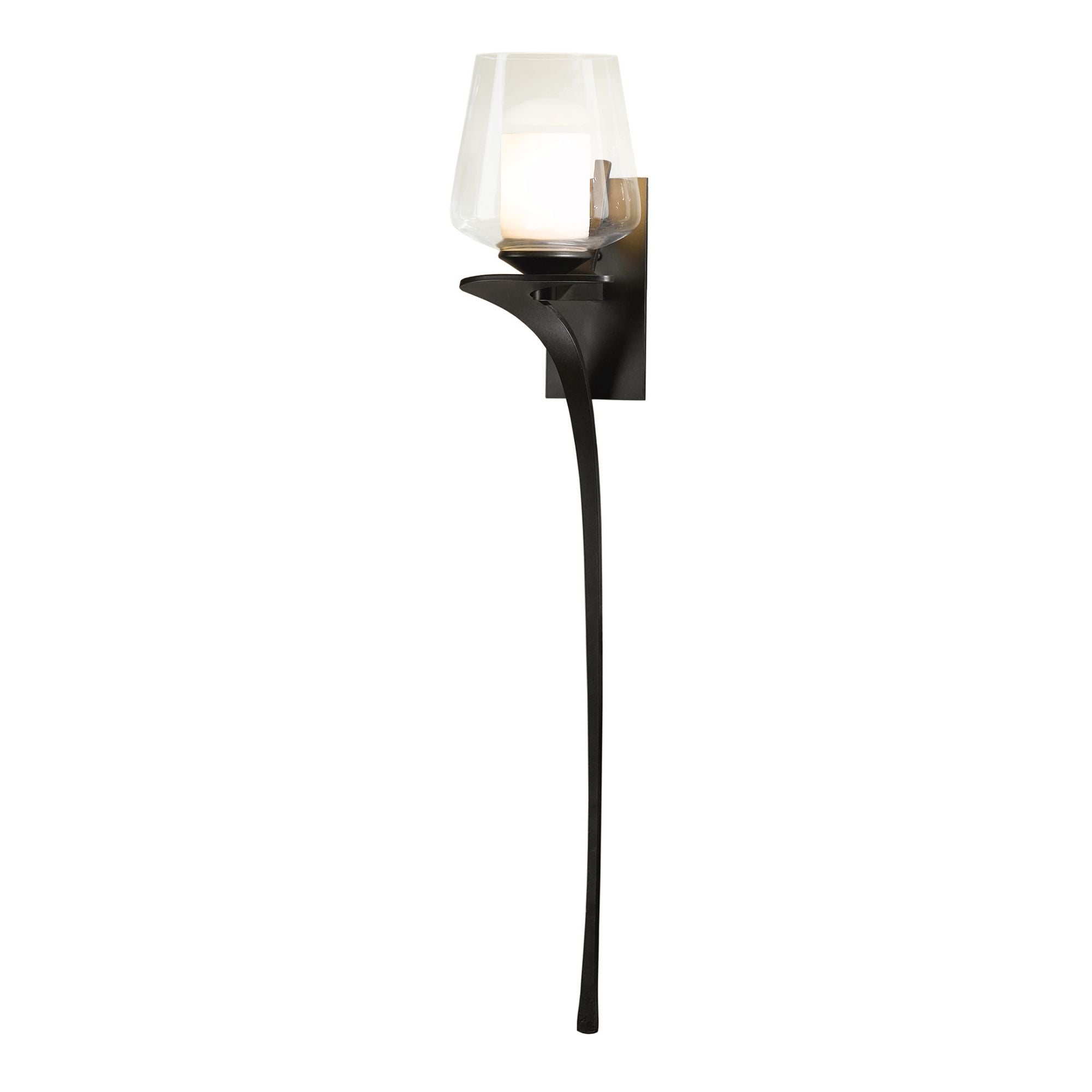 Antasia Double Glass 1 Light Sconce 1-Light Right Facing Clear Glass with Opal Diffuser (ZU) in Dark Smoke