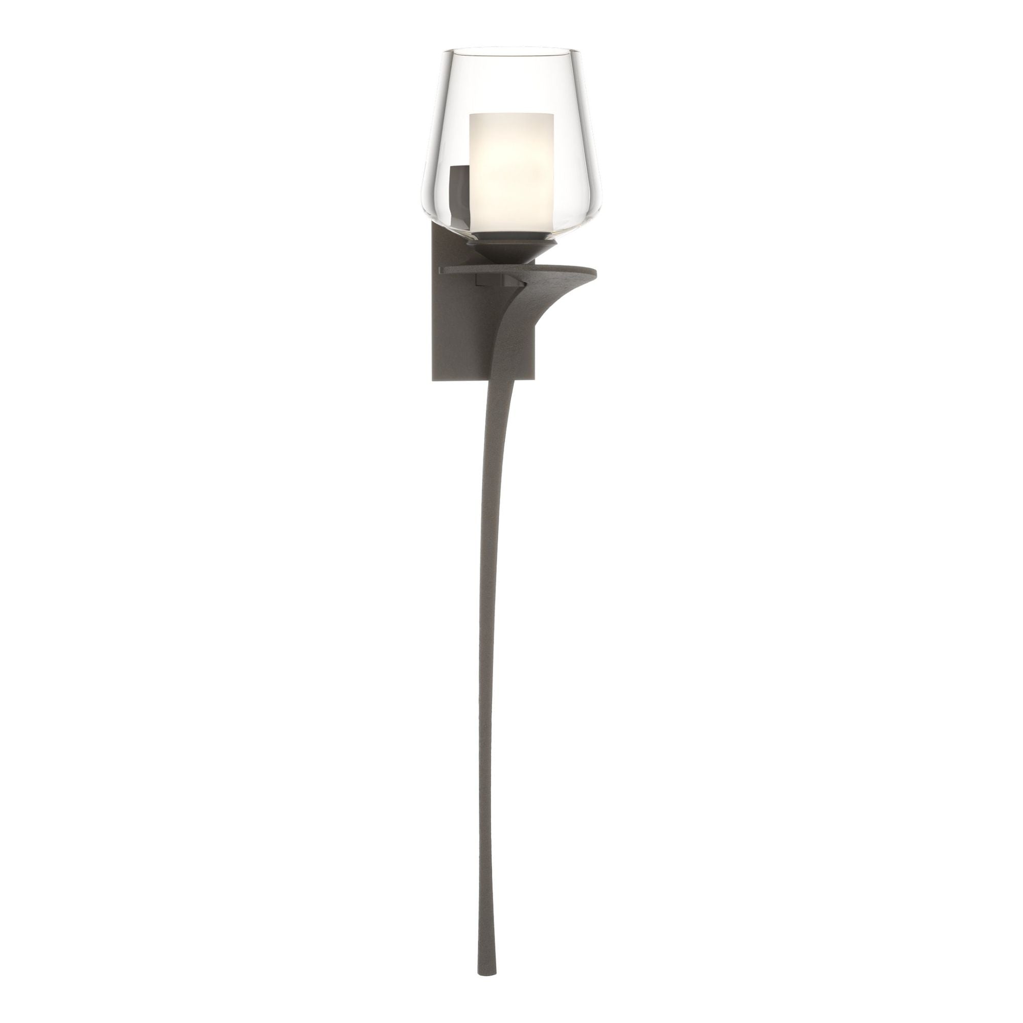 Antasia Double Glass 1 Light Sconce 1-Light Right Facing Clear Glass with Opal Diffuser (ZU) in Dark Smoke