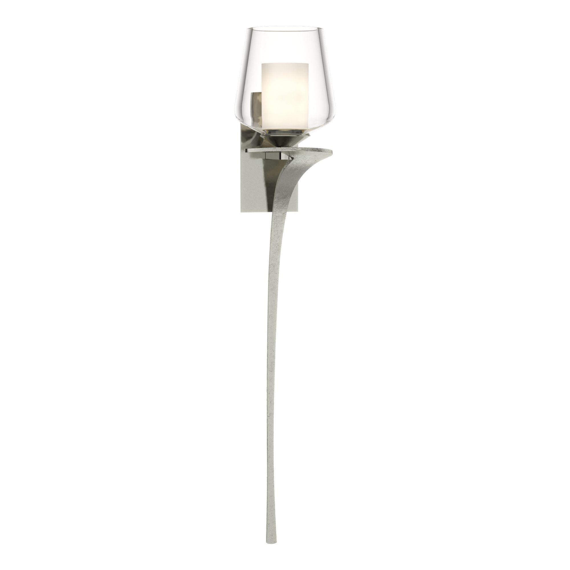 Antasia Double Glass 1 Light Sconce 1-Light Right Facing Clear Glass with Opal Diffuser (ZU) in Sterling