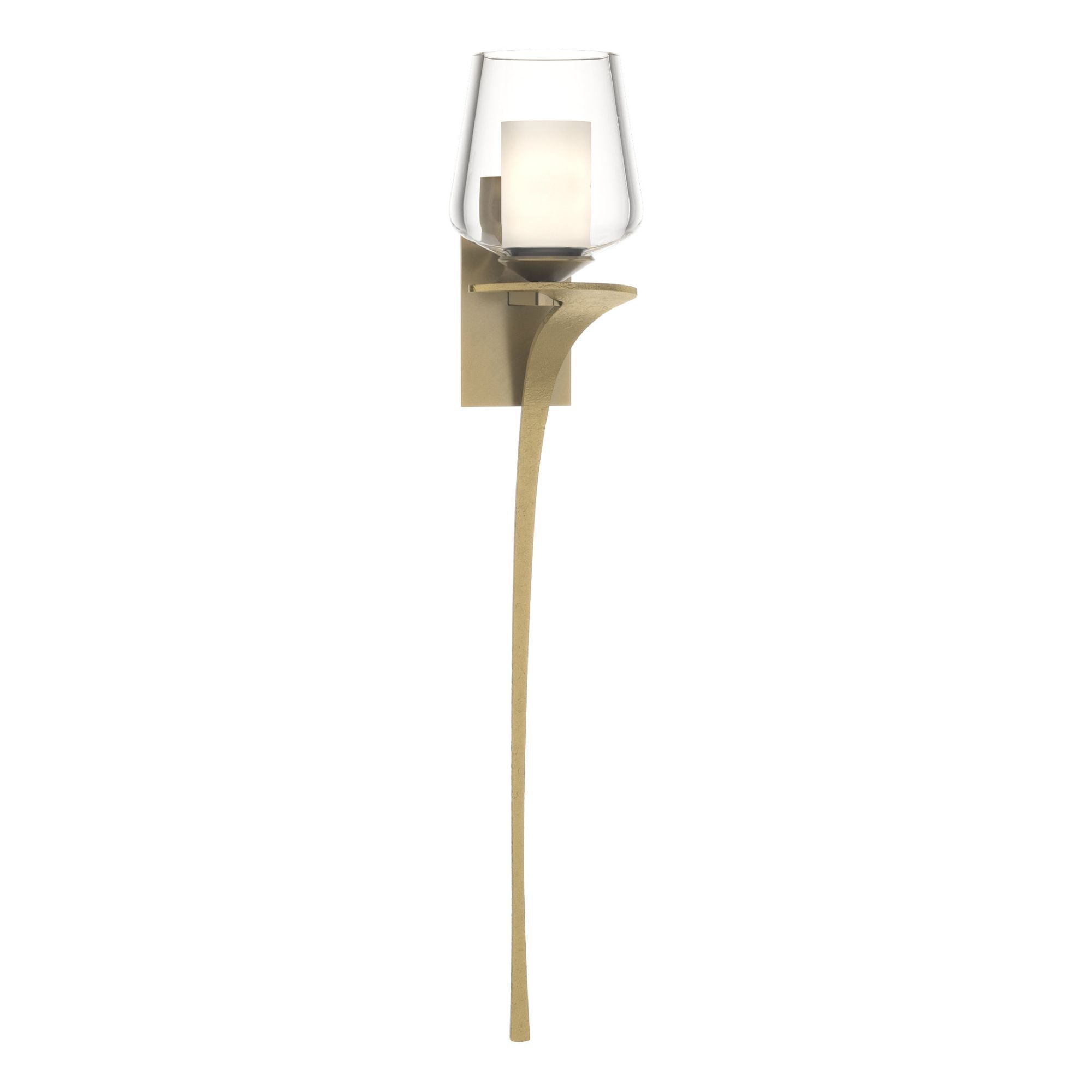 Antasia Double Glass 1 Light Sconce 1-Light Right Facing Clear Glass with Opal Diffuser (ZU) in Modern Brass