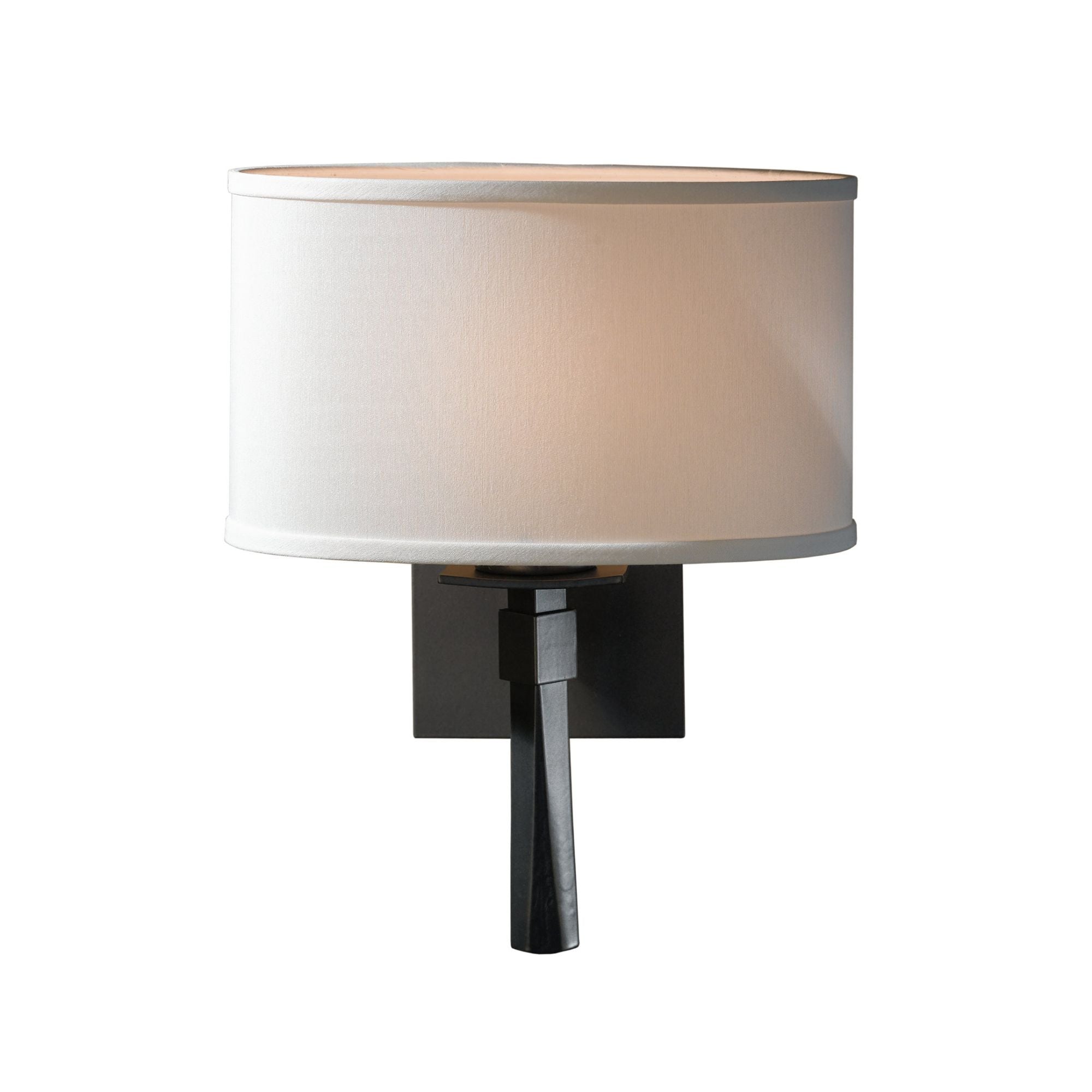 Beacon Hall Oval Drum Shade Sconce 1-Light Natural Anna Shade (SF) in Black
