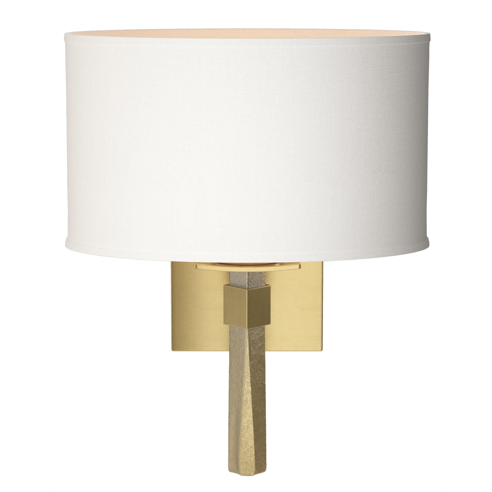 Beacon Hall Oval Drum Shade Sconce 1-Light Natural Anna Shade (SF) in Modern Brass