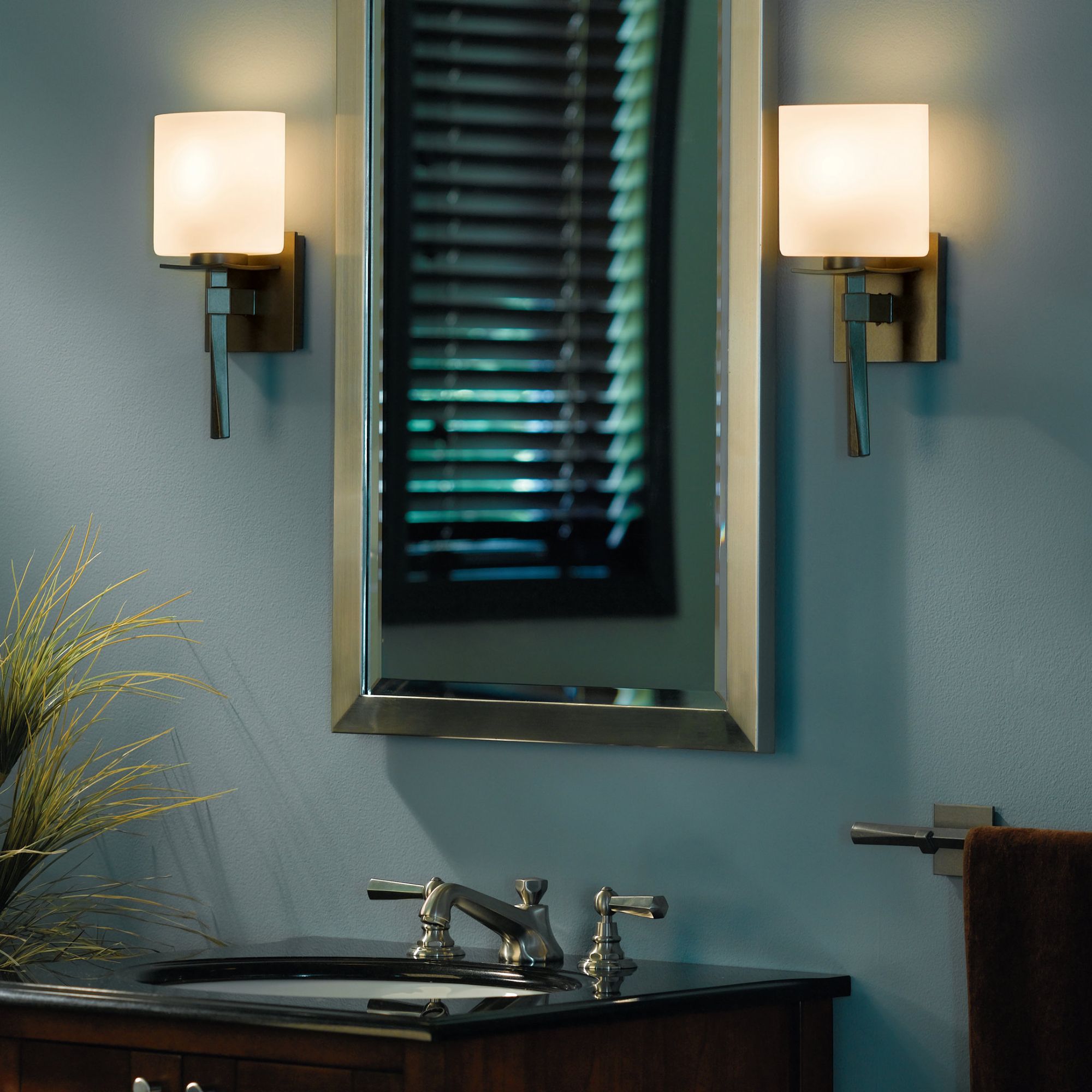 Beacon Hall Ellipse Glass Sconce 1-Light Opal Glass (GG) in Dark Smoke