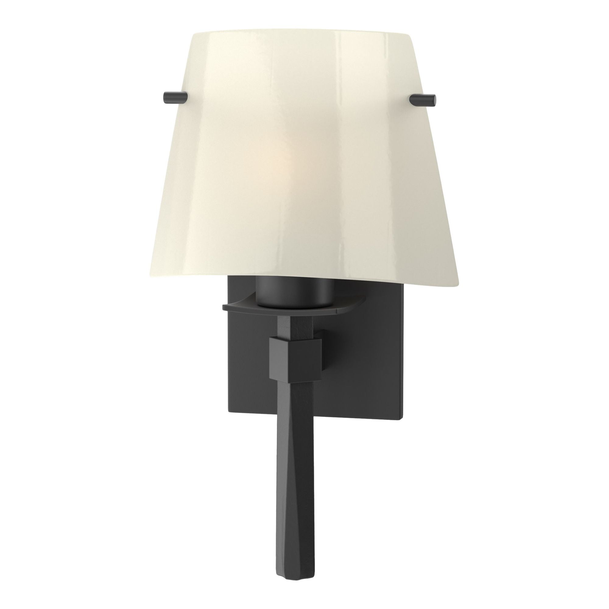 Beacon Hall Half Cone Glass Sconce 1-Light Ivory Art Glass (CC) in Black