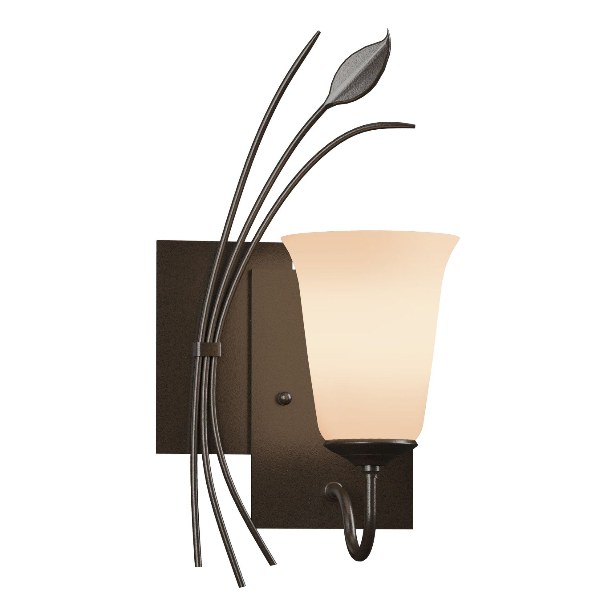 Forged Leaf Sconce 1-Light Left Facing Opal Glass (GG) in Oil Rubbed Bronze