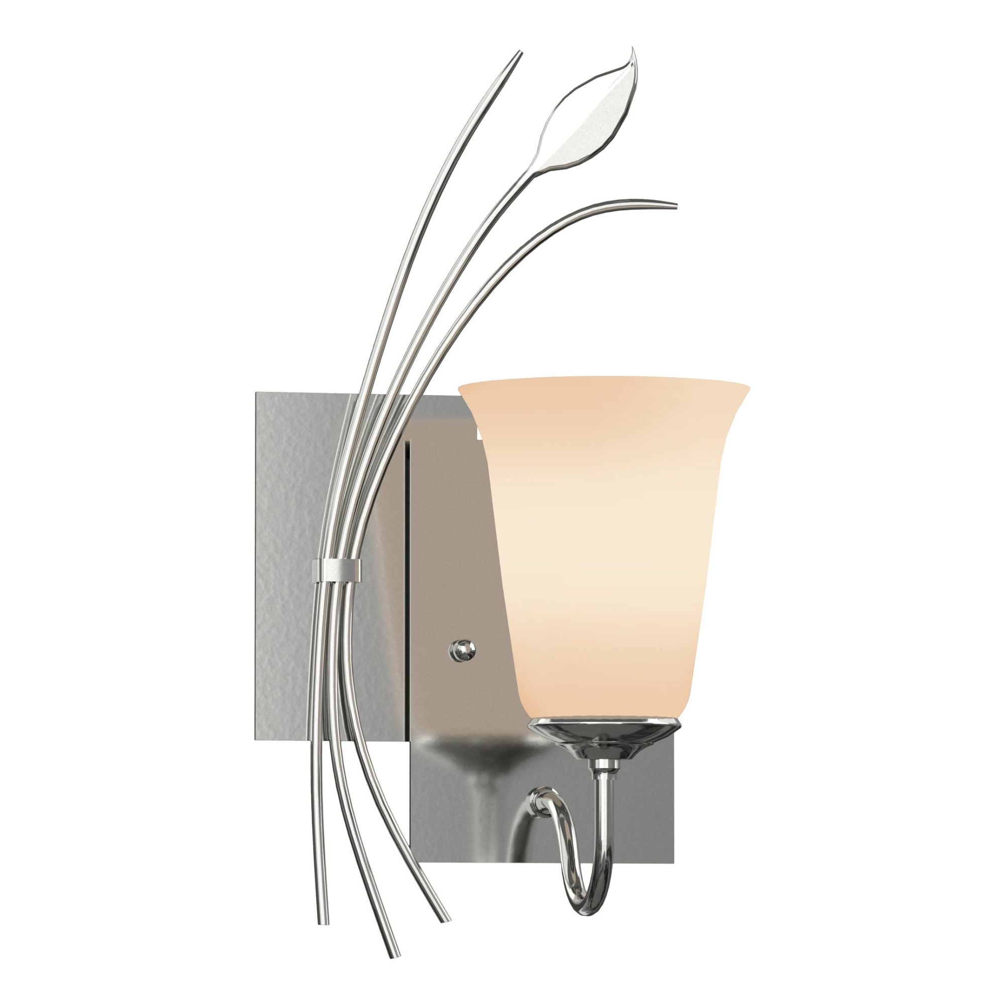 Forged Leaf Sconce 1-Light Left Facing Opal Glass (GG) in Sterling