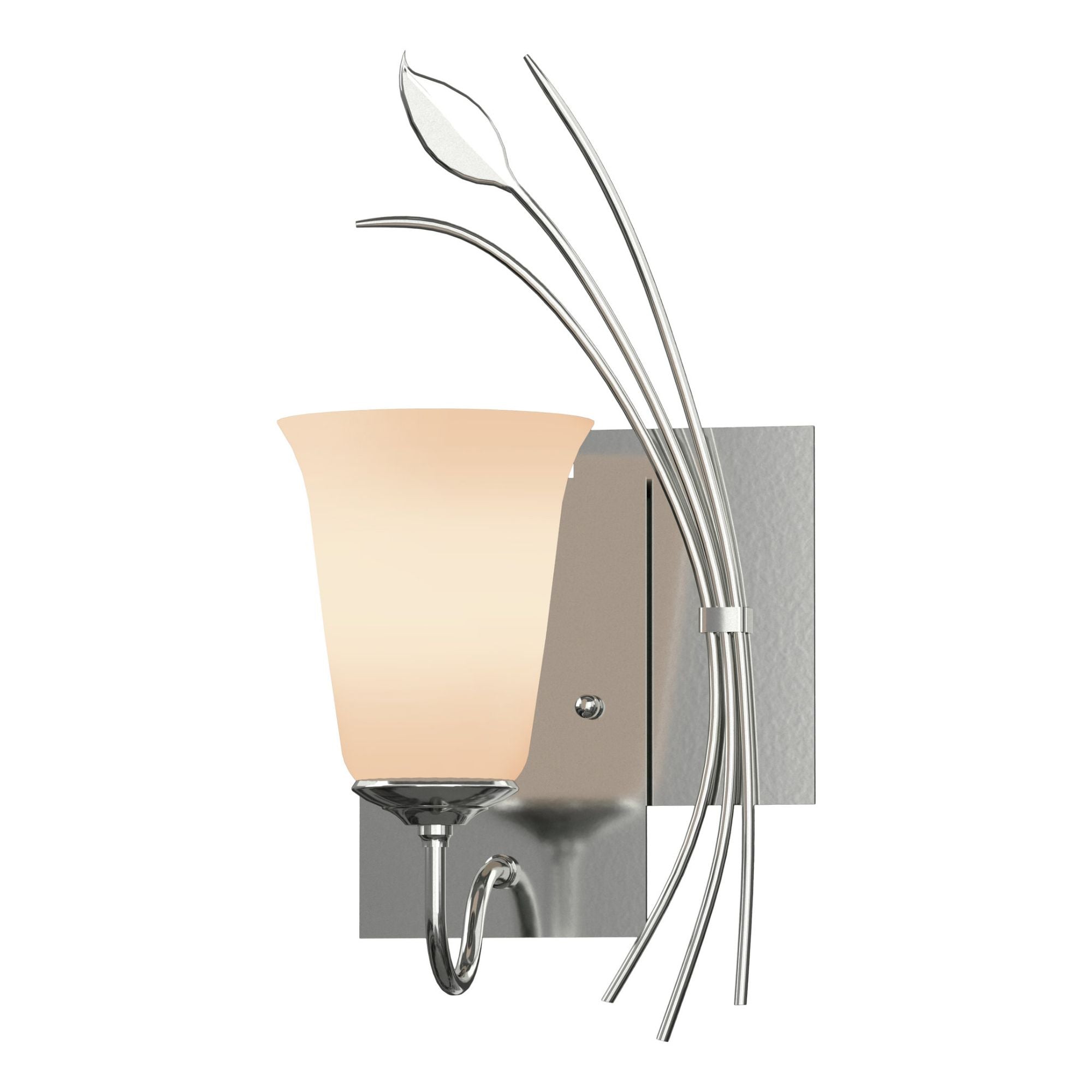 Forged Leaf Sconce 1-Light Right Facing Opal Glass (GG) in Sterling