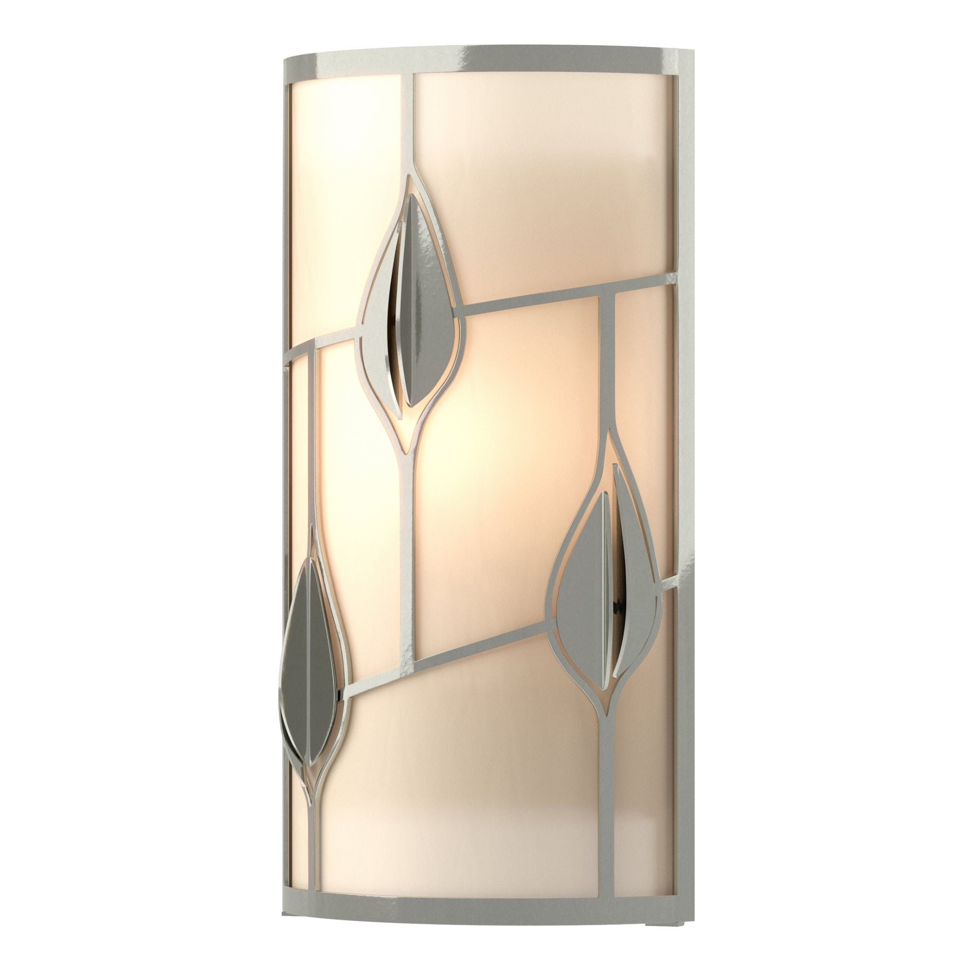 Alison's Leaves Sconce 1-Light White Art Glass (BB) in Sterling