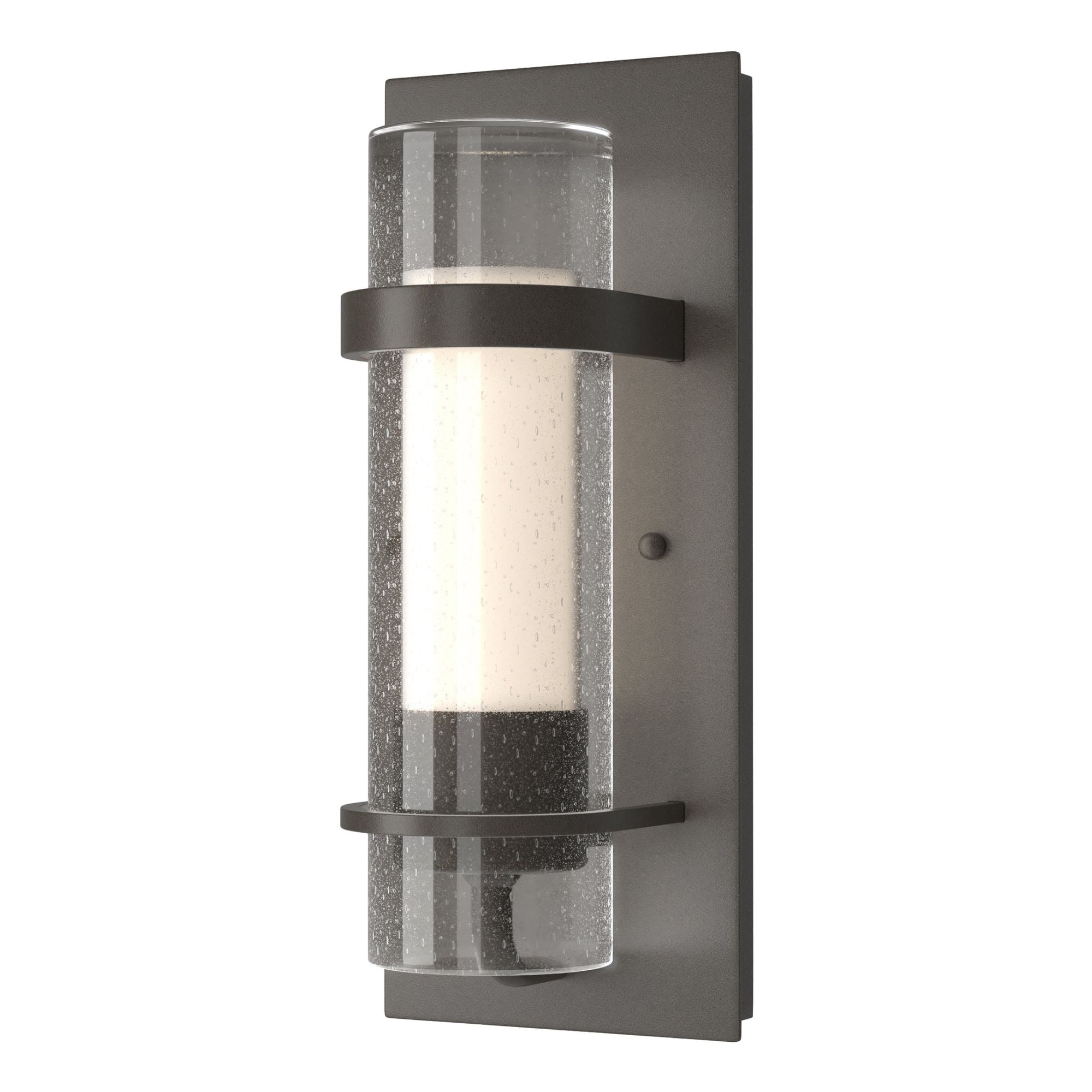Torch Indoor Sconce 1-Light Seeded Glass with Opal Diffuser (ZS) in Dark Smoke