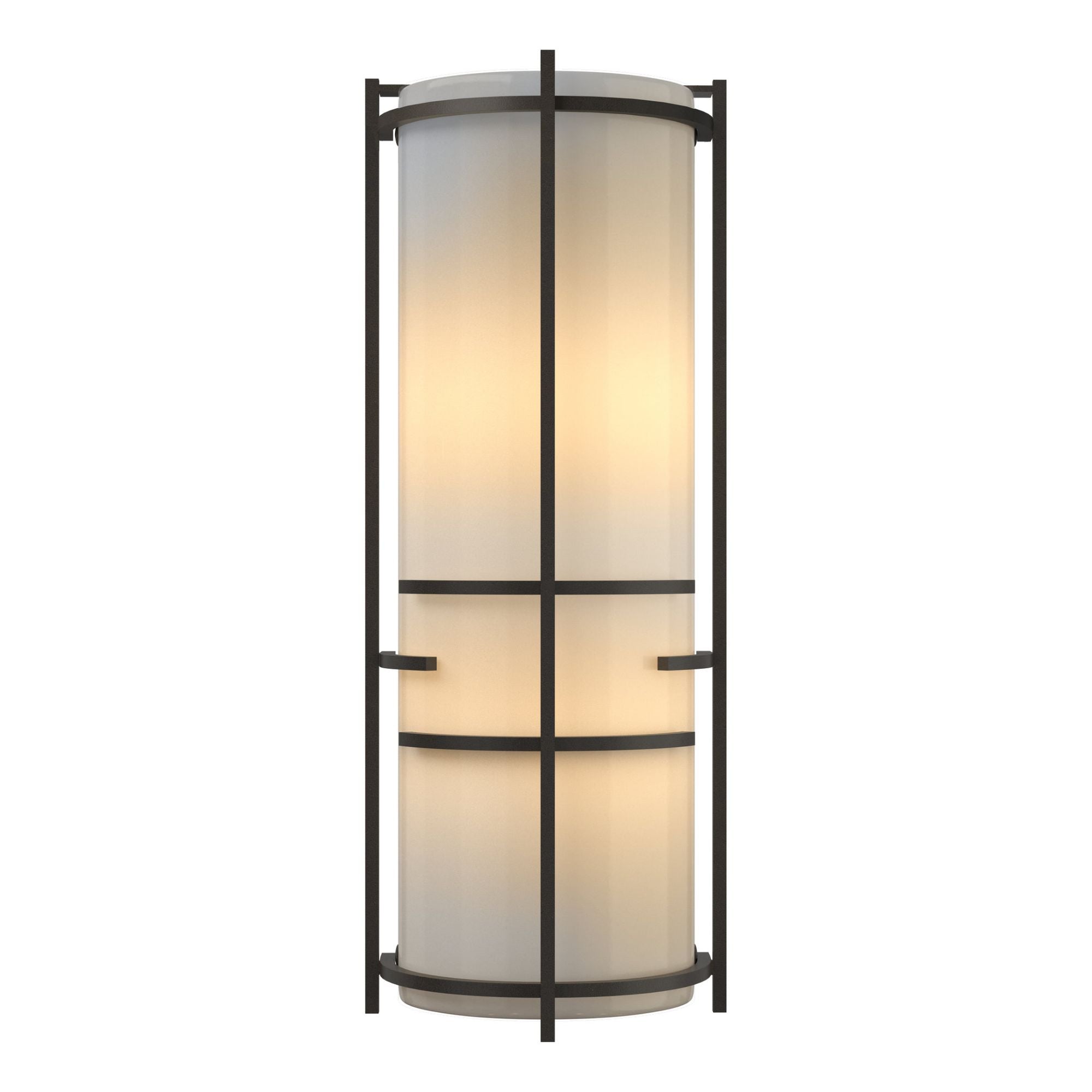 Extended Bars Sconce 2-Light Ivory Art Glass (CC) in Dark Smoke