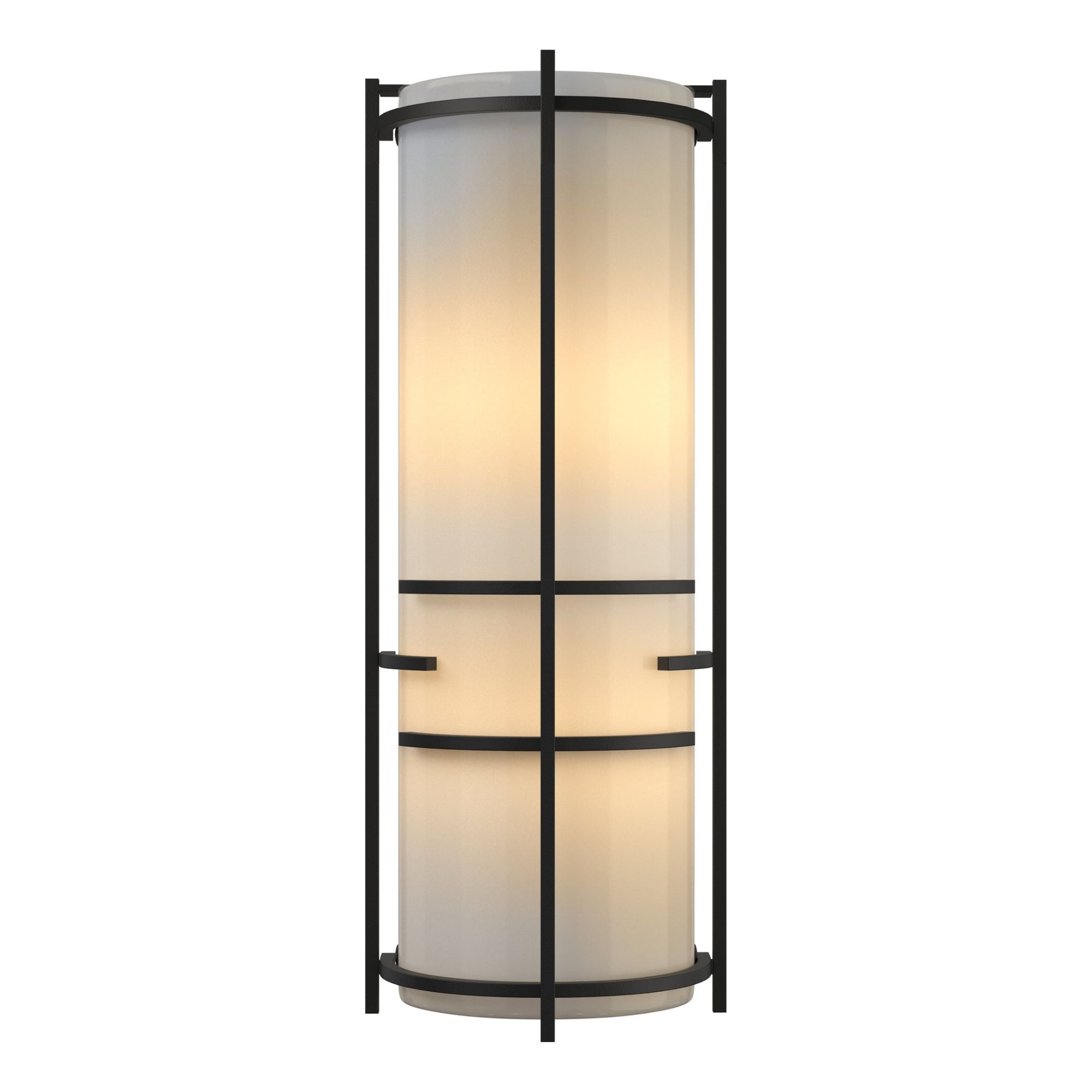 Extended Bars Sconce 2-Light Ivory Art Glass (CC) in Black