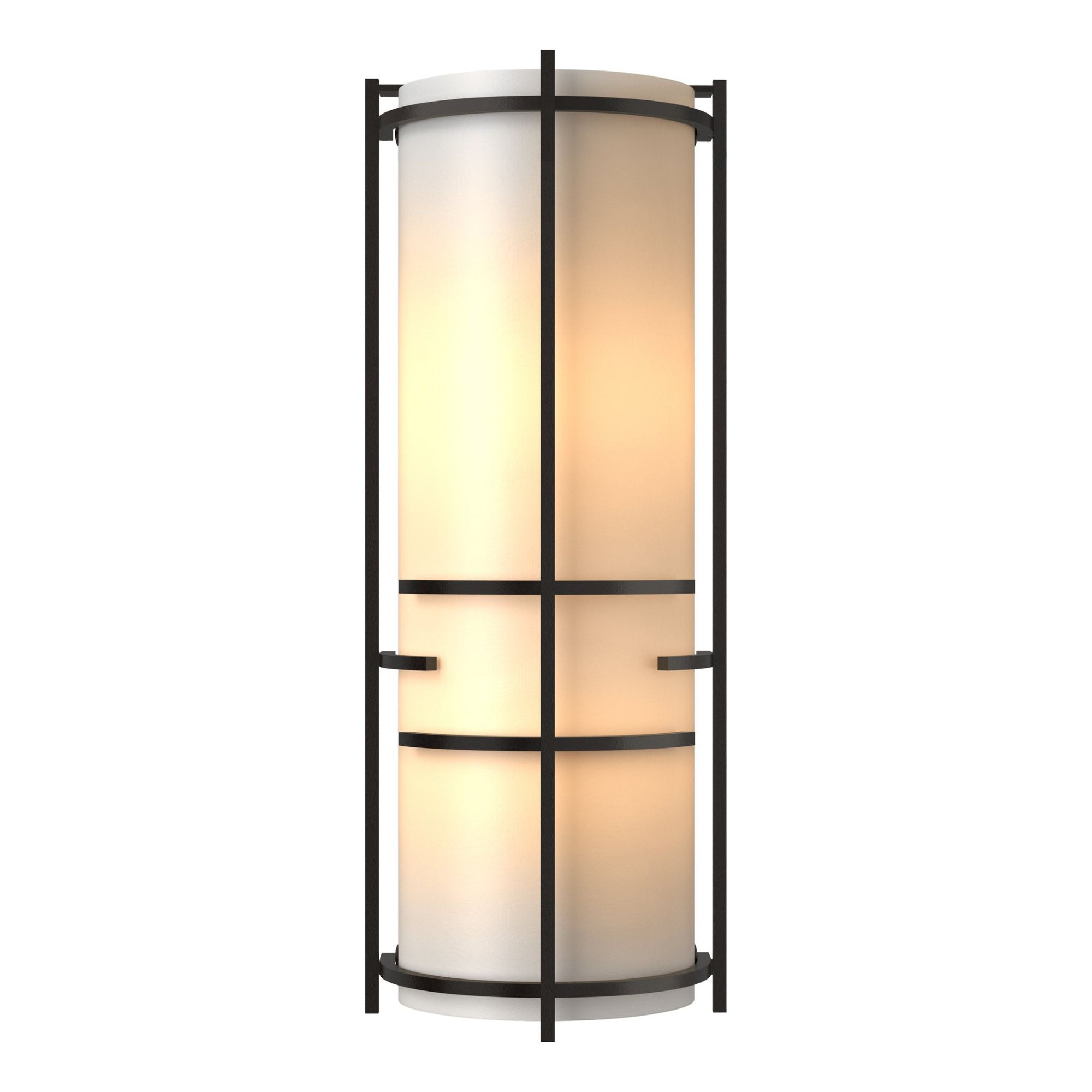Extended Bars Sconce 2-Light White Art Glass (BB) in Oil Rubbed Bronze