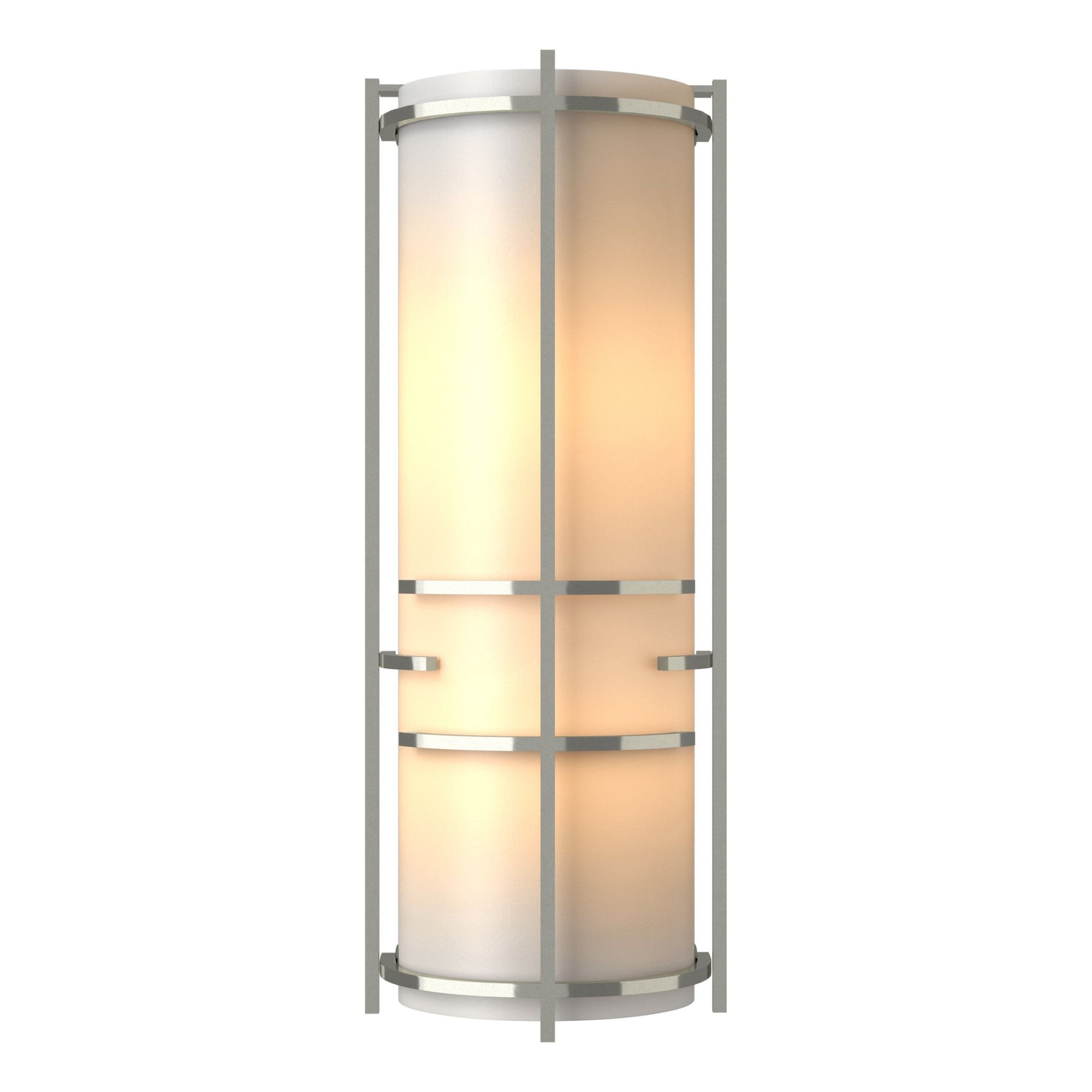 Extended Bars Sconce 2-Light White Art Glass (BB) in Sterling