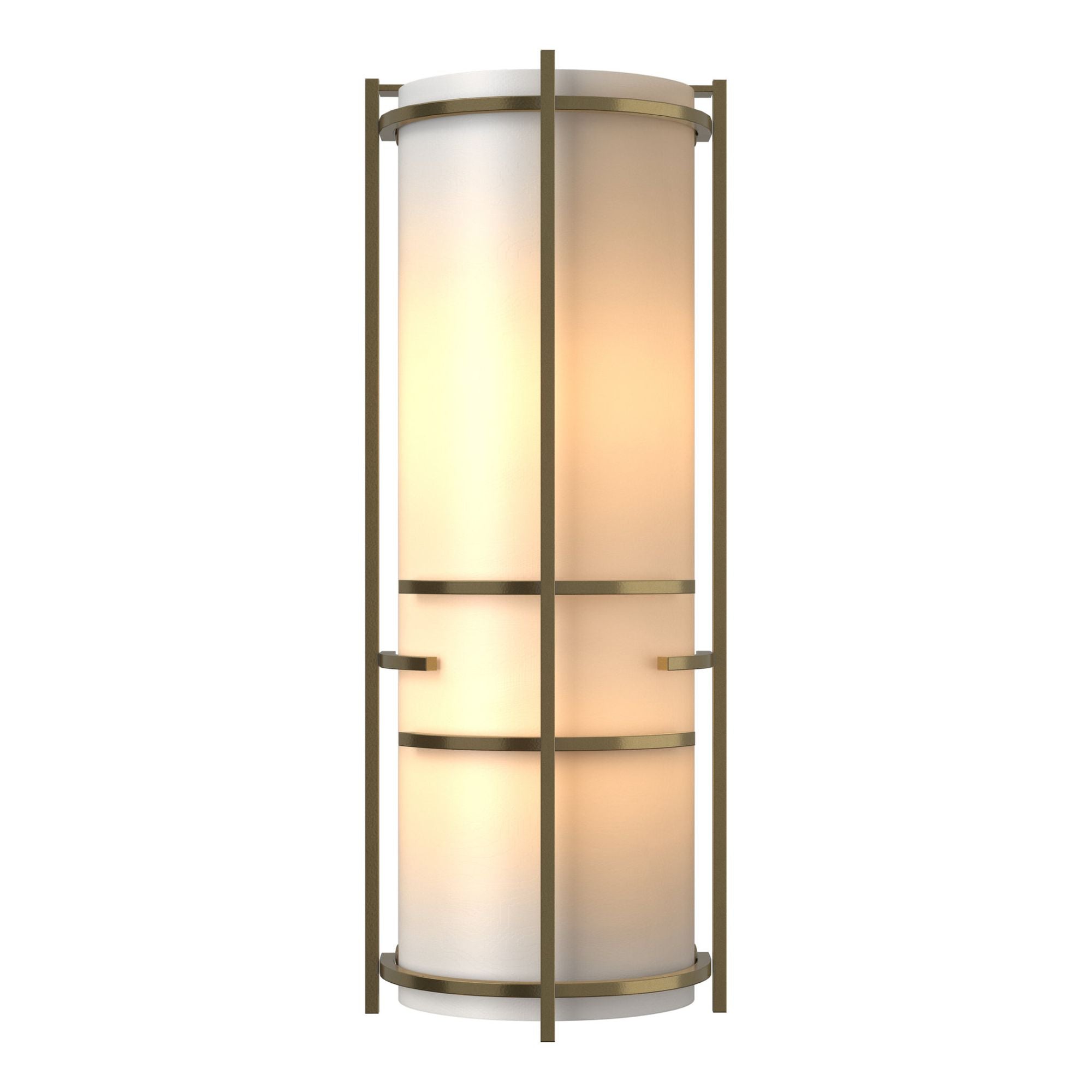 Extended Bars Sconce 2-Light White Art Glass (BB) in Modern Brass