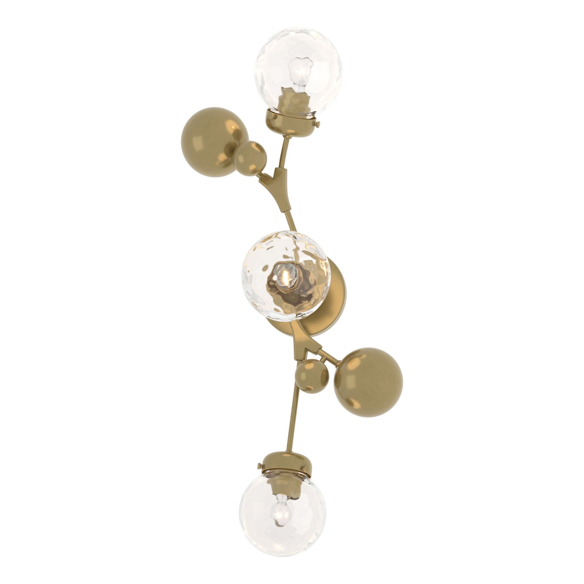 Sprig Sconce 3-Light Water Glass (LL) in Modern Brass