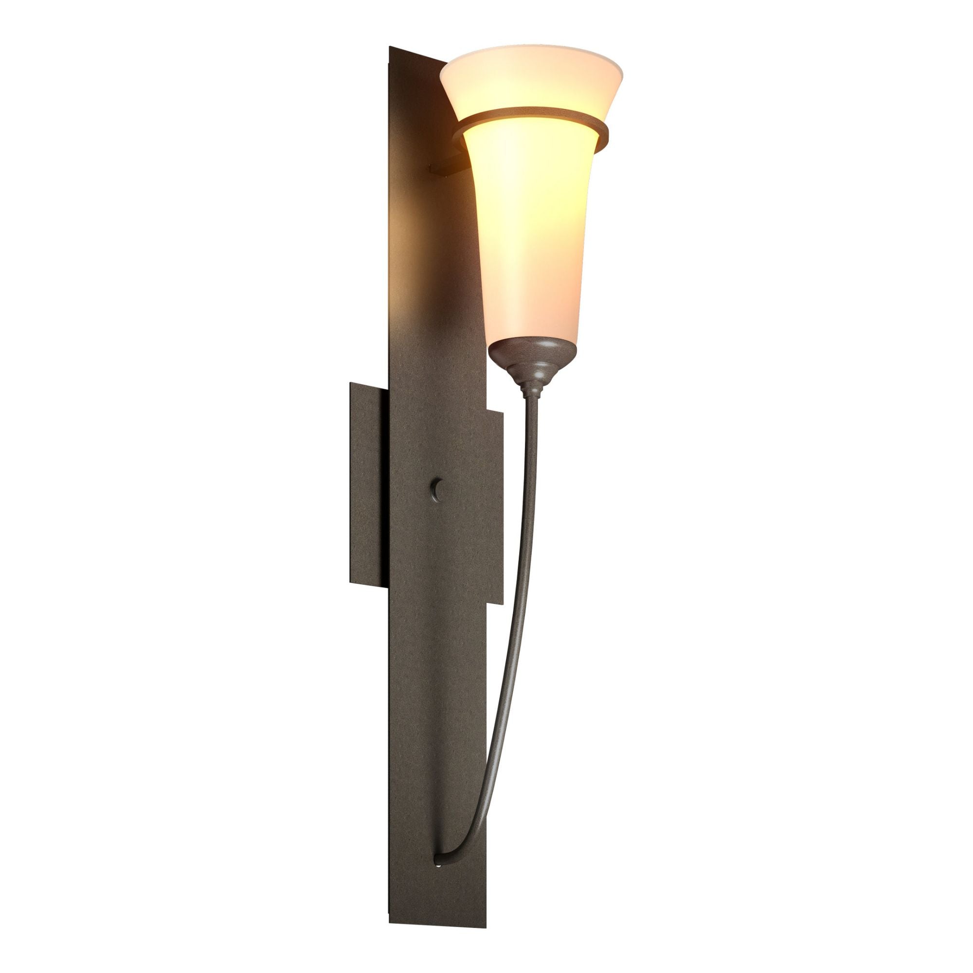 Banded Wall Torch Sconce 1-Light Opal Glass (GG) in Dark Smoke