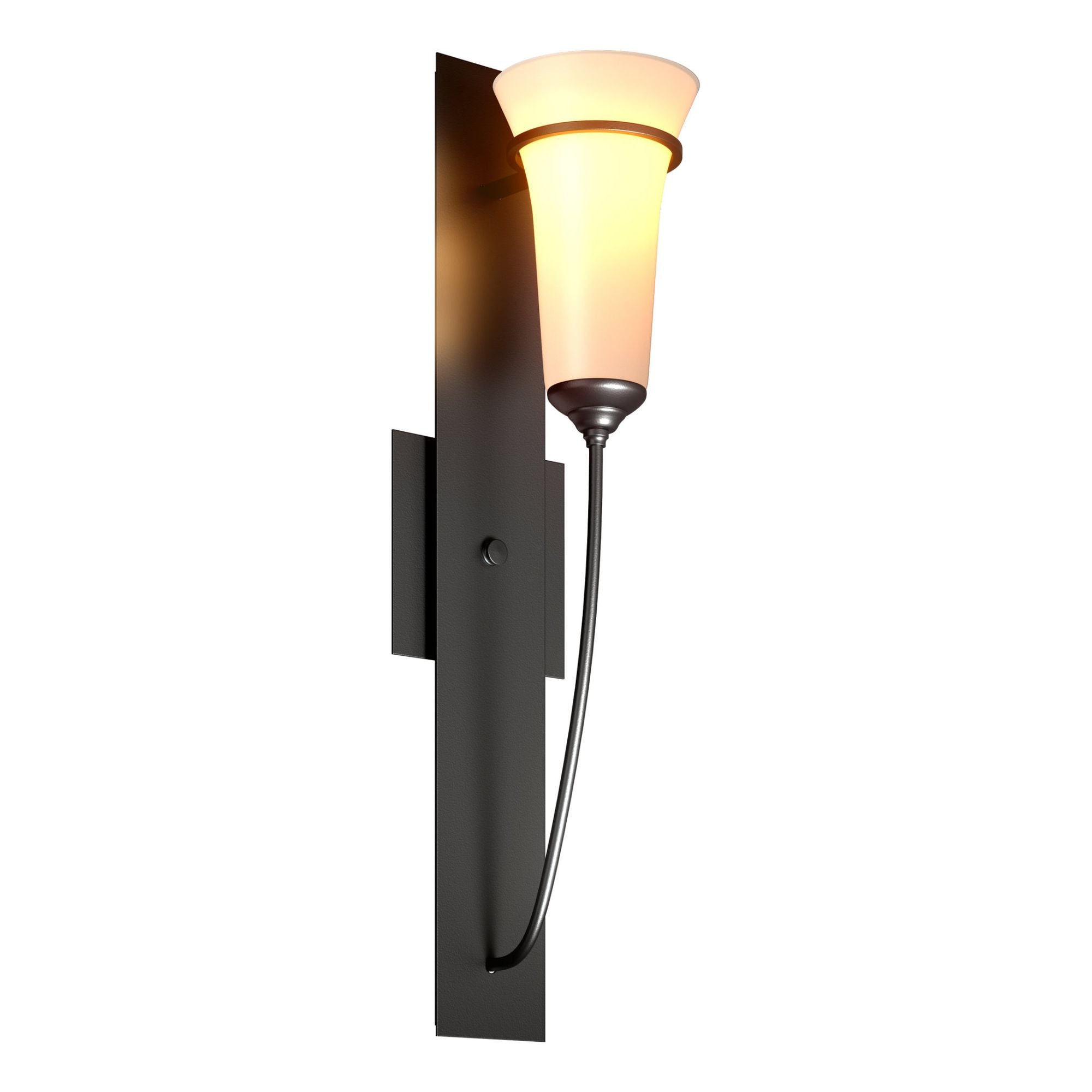 Banded Wall Torch Sconce 1-Light Opal Glass (GG) in Black